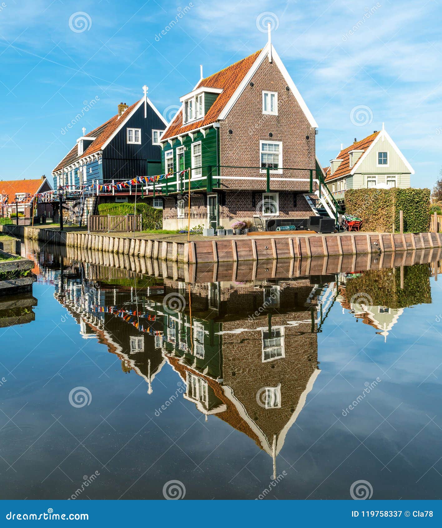Traditional Dutch House Mirrored in the Water Stock Image - Image of ...