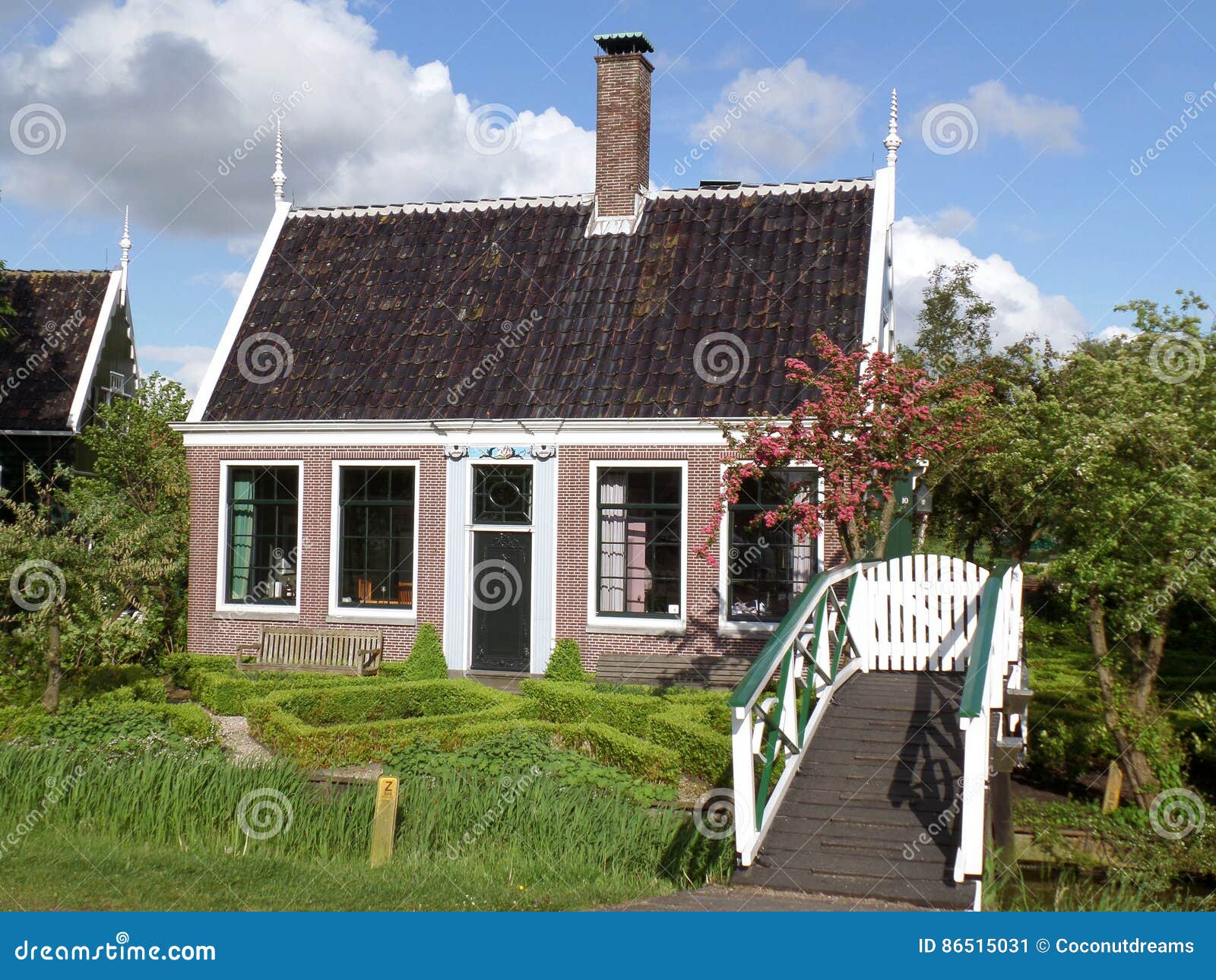 Traditional Dutch House In Zaanse Schans Windmill Village Netherlands