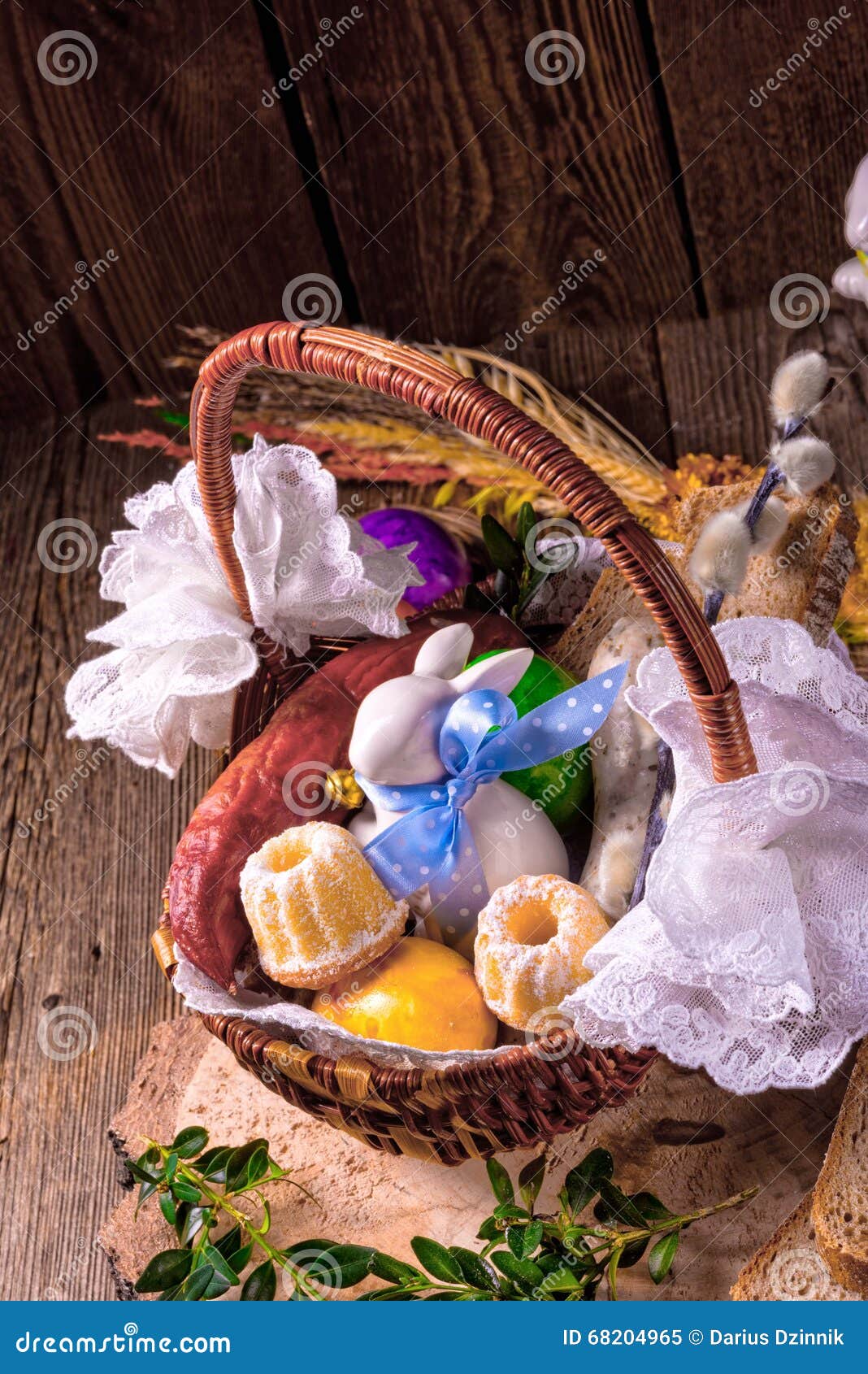 Traditional Easter Basket with Food Stock Image Image of decorative