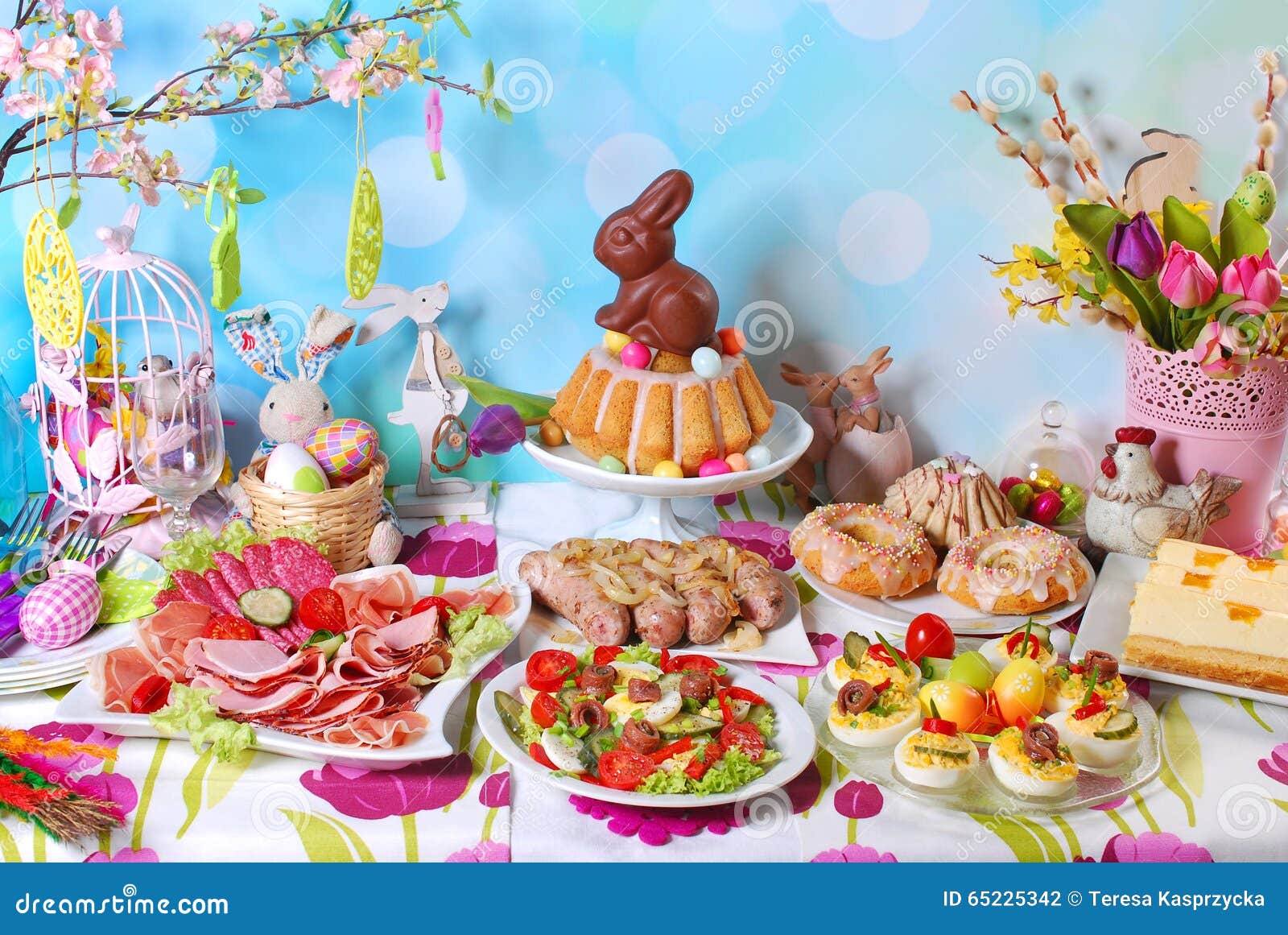 Traditional Easter Breakfast on Festive Table Stock Photo Image of