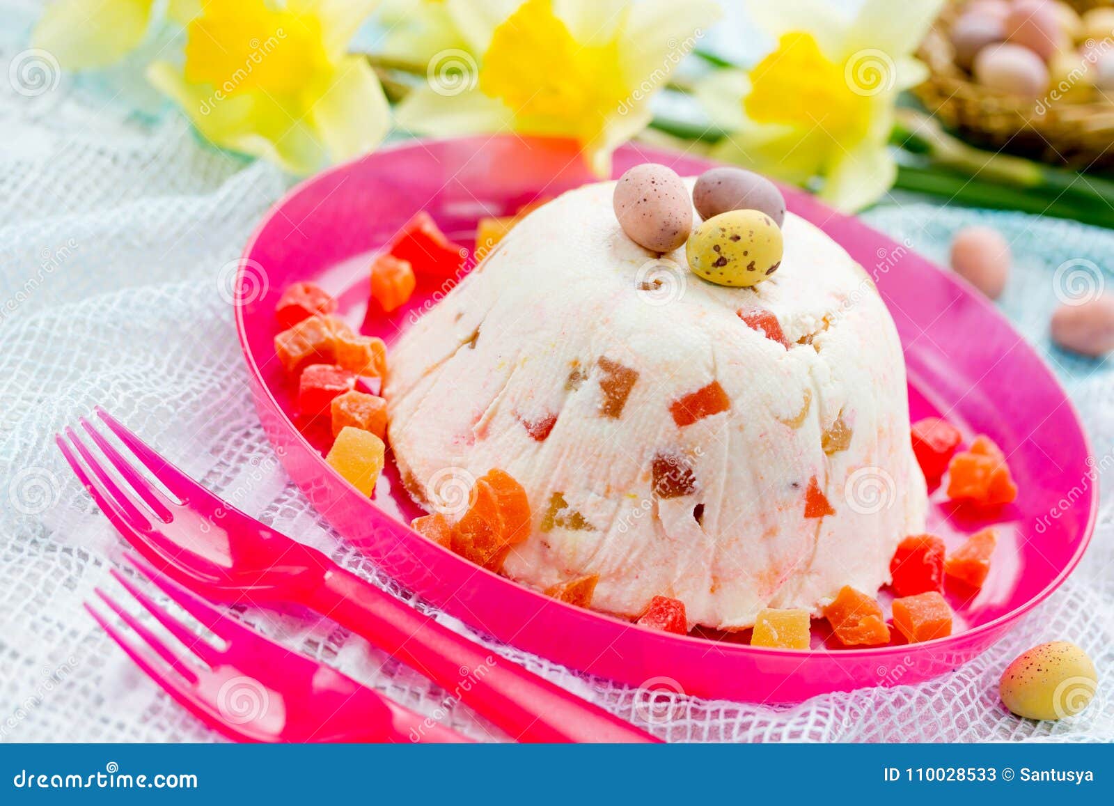 Traditional Easter Quark Dessert with Candied Fruit Stock Image Image
