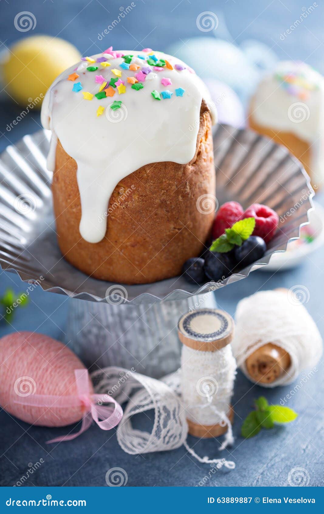 Traditional Easter Yeasted Cake with White Glaze Stock Image - Image of ...