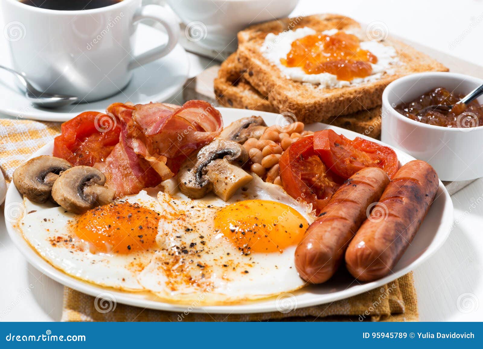 Traditional English Breakfast on a Plate Stock Image Image of beans