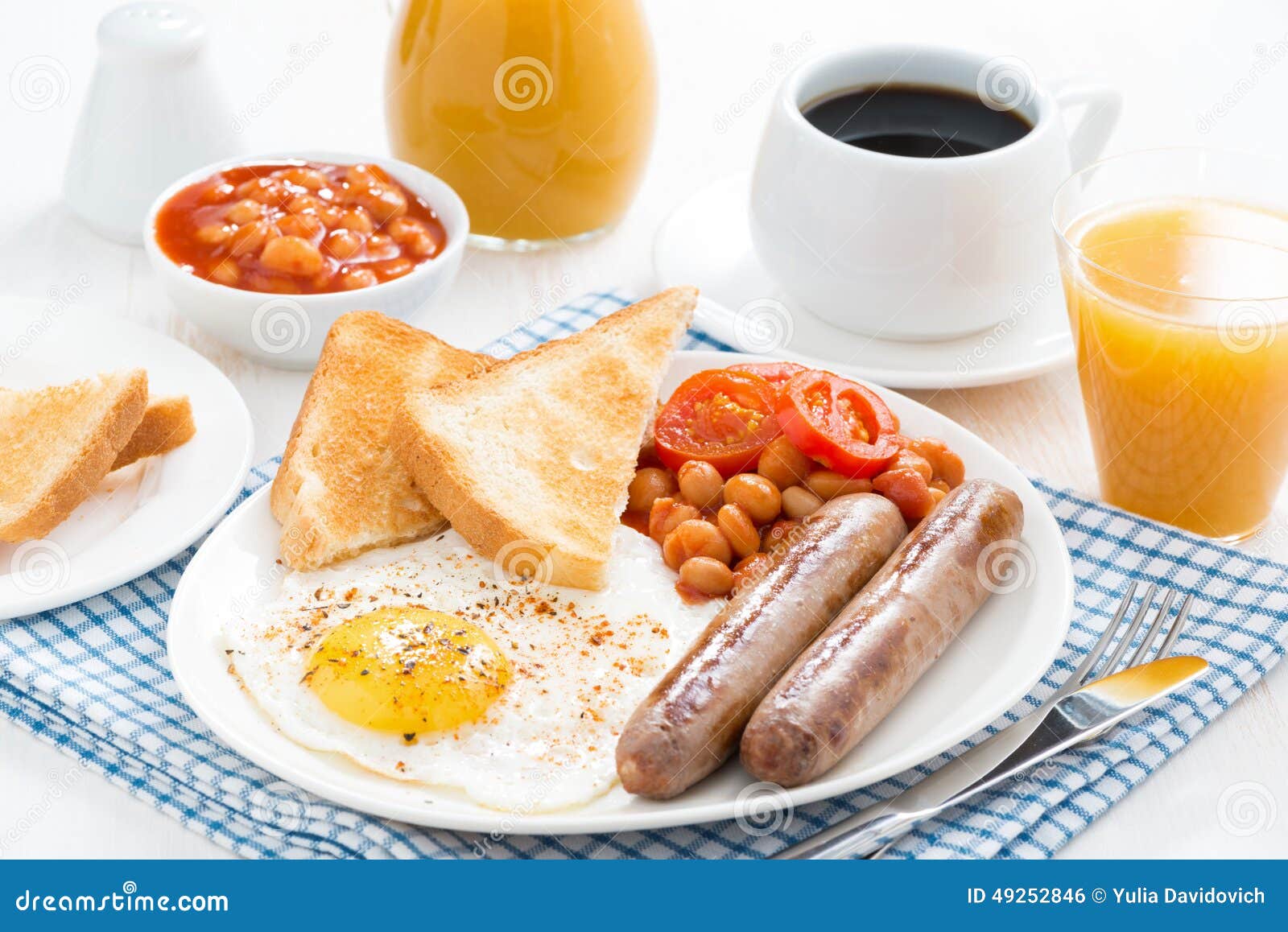 Traditional English Breakfast with Sausages Stock Photo Image of