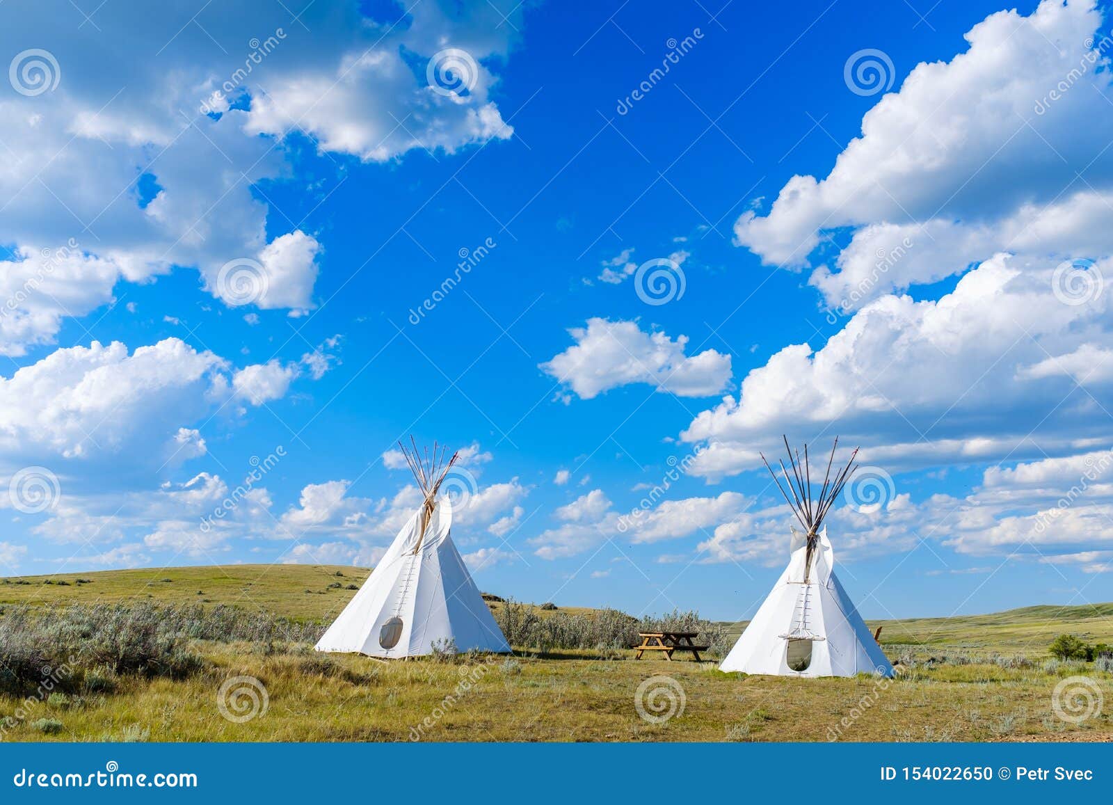 native teepees in a grassland