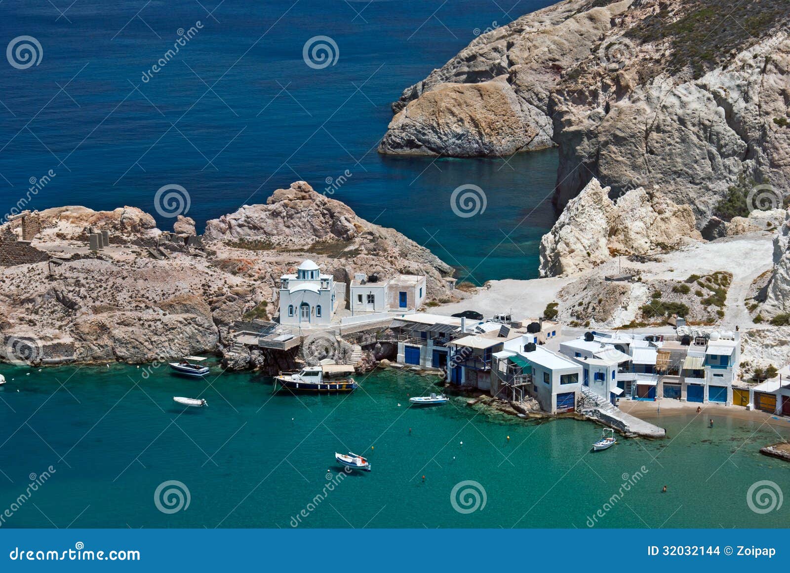 Traditional Fishing Village on Milos Island Stock Photo - Image of ...