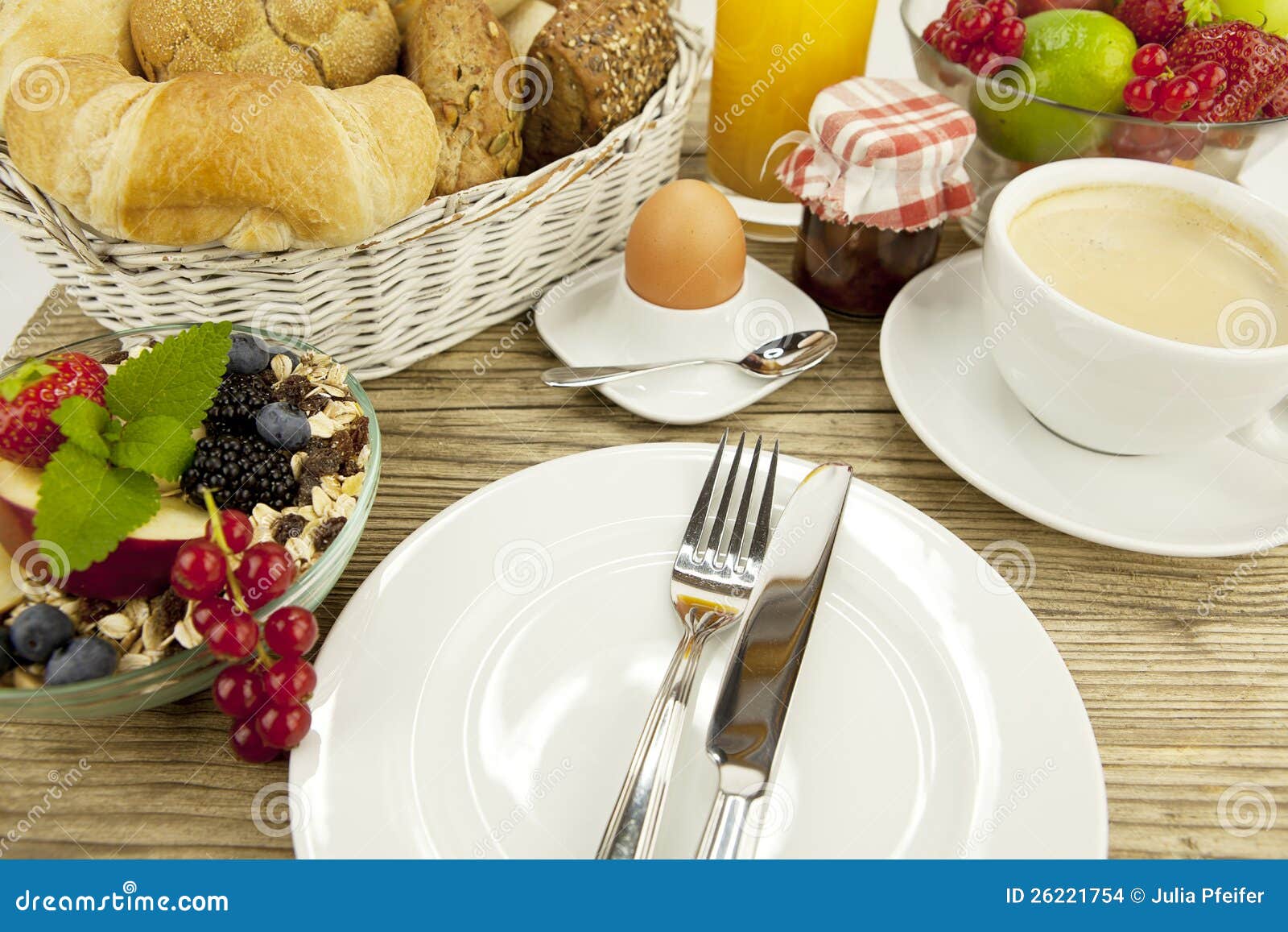 Traditional French Breakfast on Table in Morning Stock Photo Image of