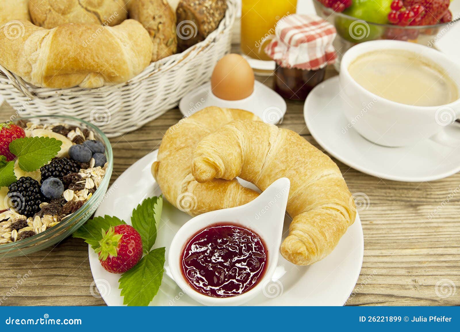 Traditional French Breakfast on Table in Morning Stock Image Image of
