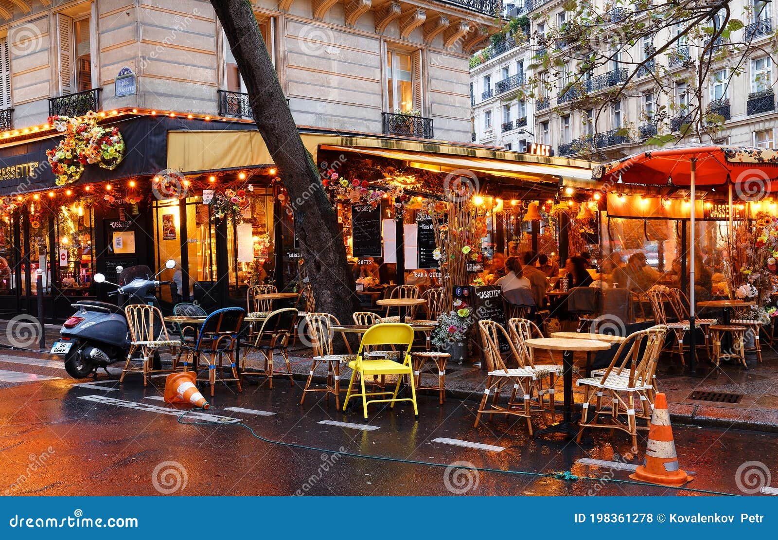 The Traditional French Cafe Cassette Decorated with Flowers . it ...