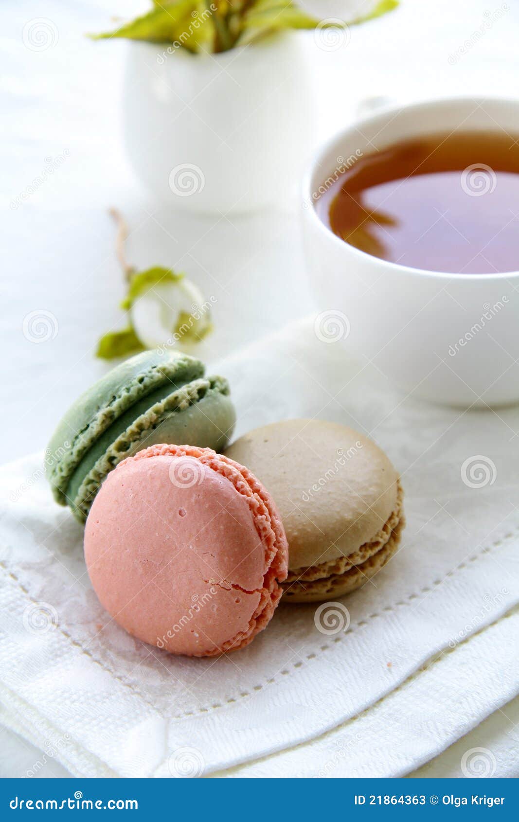 Traditional French Macarons with Tea Set Stock Image Image of food