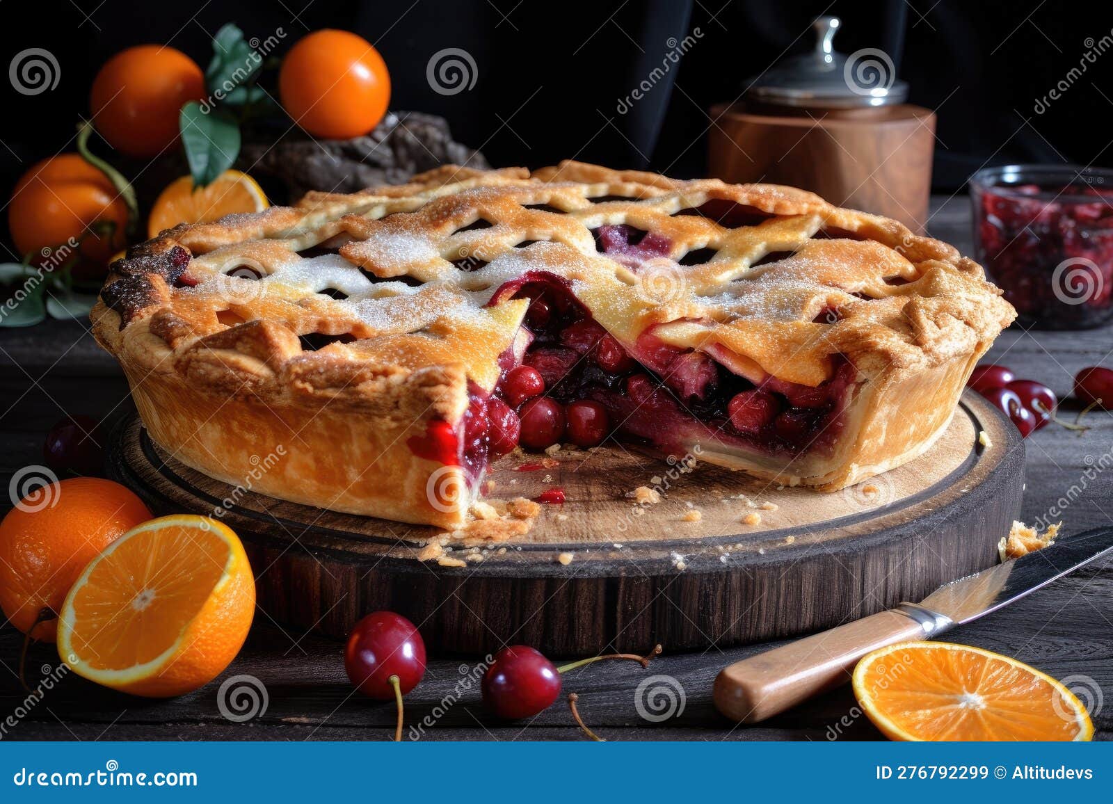 Traditional Fruit Pie with a Flaky Crust and Juicy Filling Stock