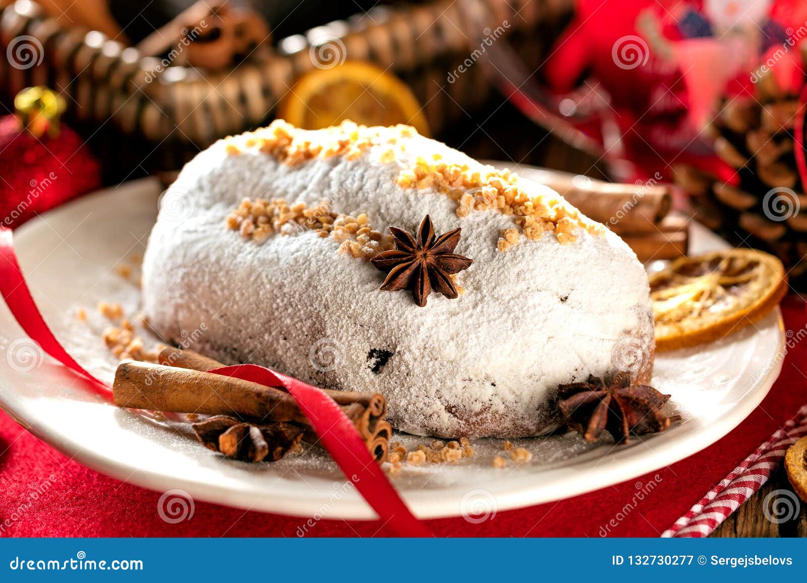 Traditional German Christmas Cake - Cranberry Stollen, Christmas Tree