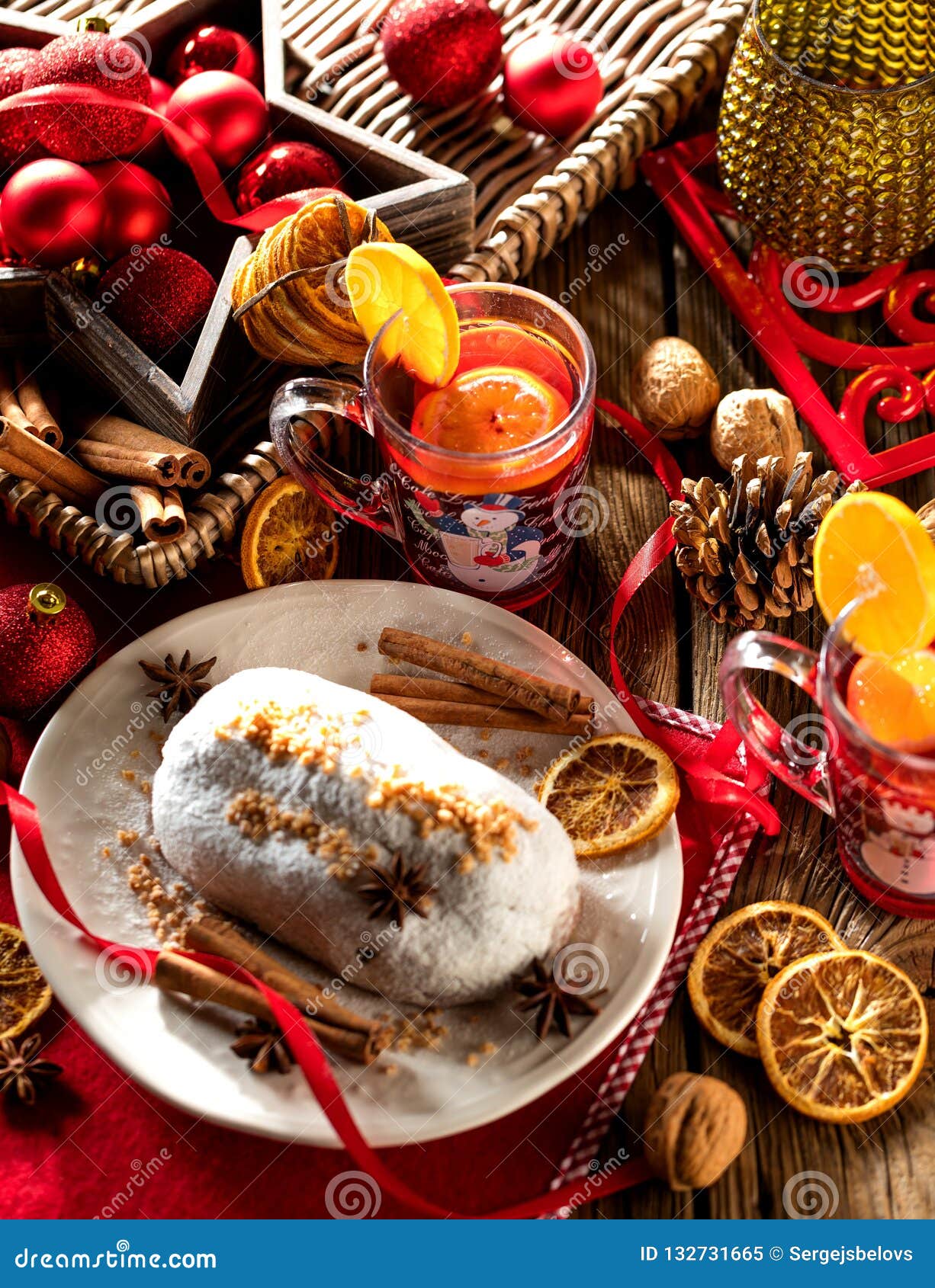 Traditional German Christmas Cake - Cranberry Stollen, Christmas Tree