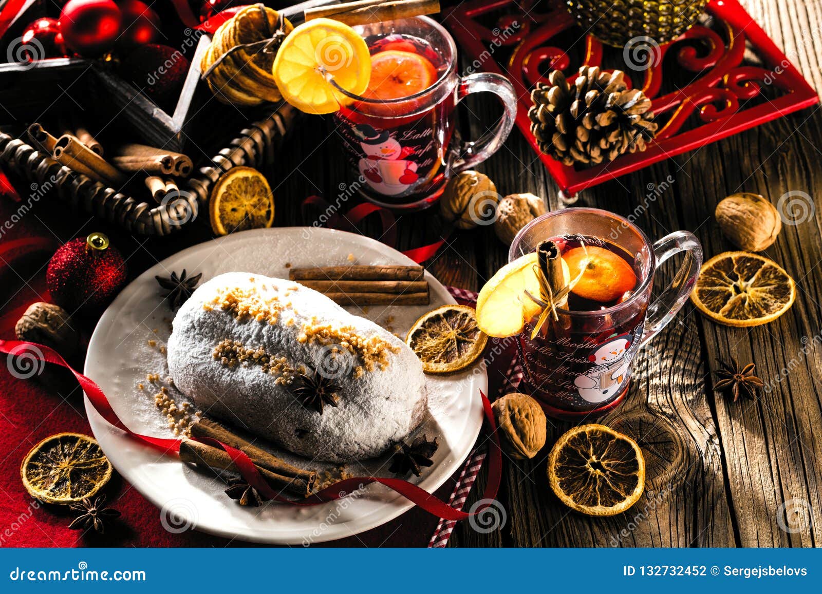 Traditional German Christmas Cake - Cranberry Stollen, Christmas Tree
