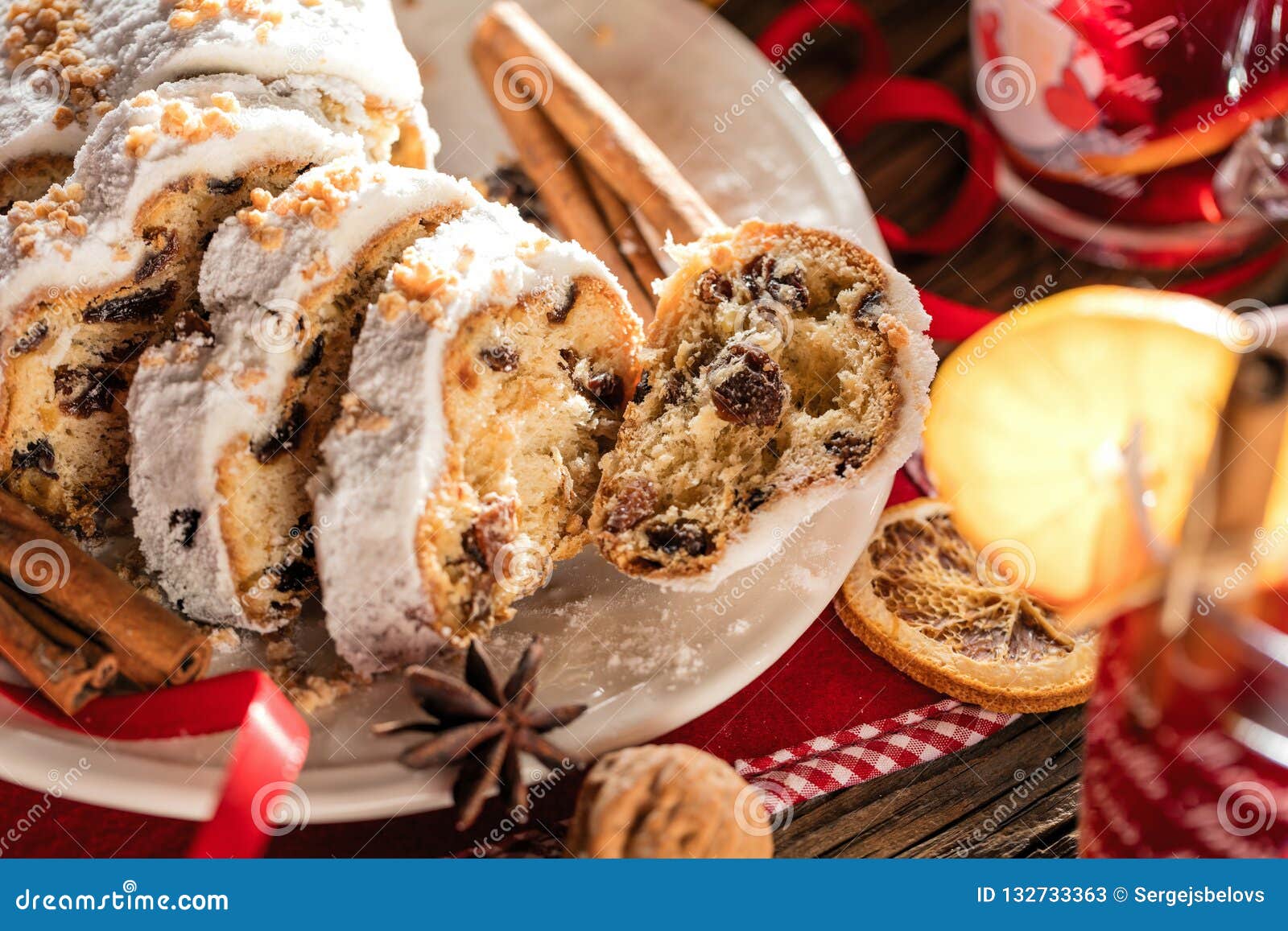 Traditional German Christmas Cake - Cranberry Stollen, Christmas Tree