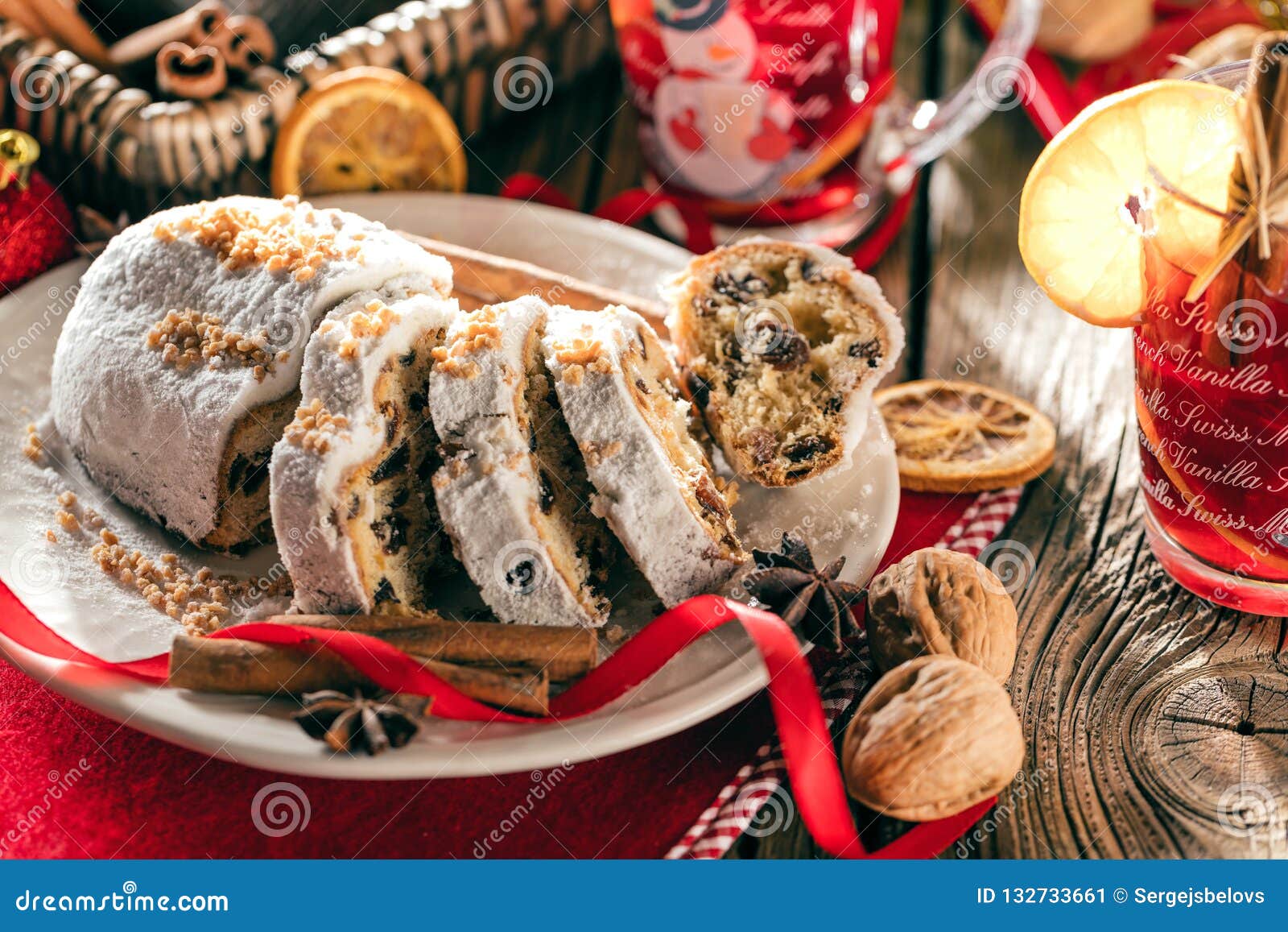 Traditional German Christmas Cake - Cranberry Stollen, Christmas Tree