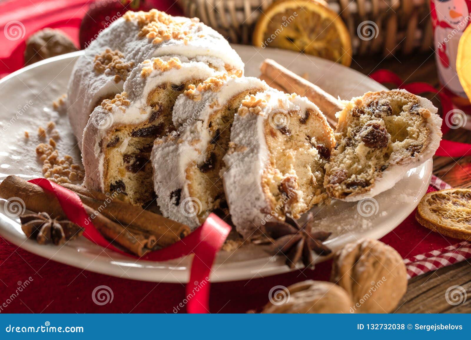 Traditional German Christmas Cake - Cranberry Stollen, Christmas Tree