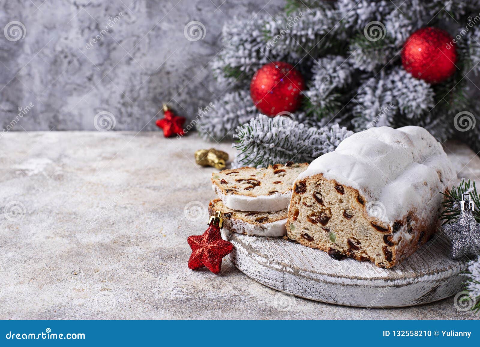 Traditional German Christmas Cake Stollen Stock Photo - Image of