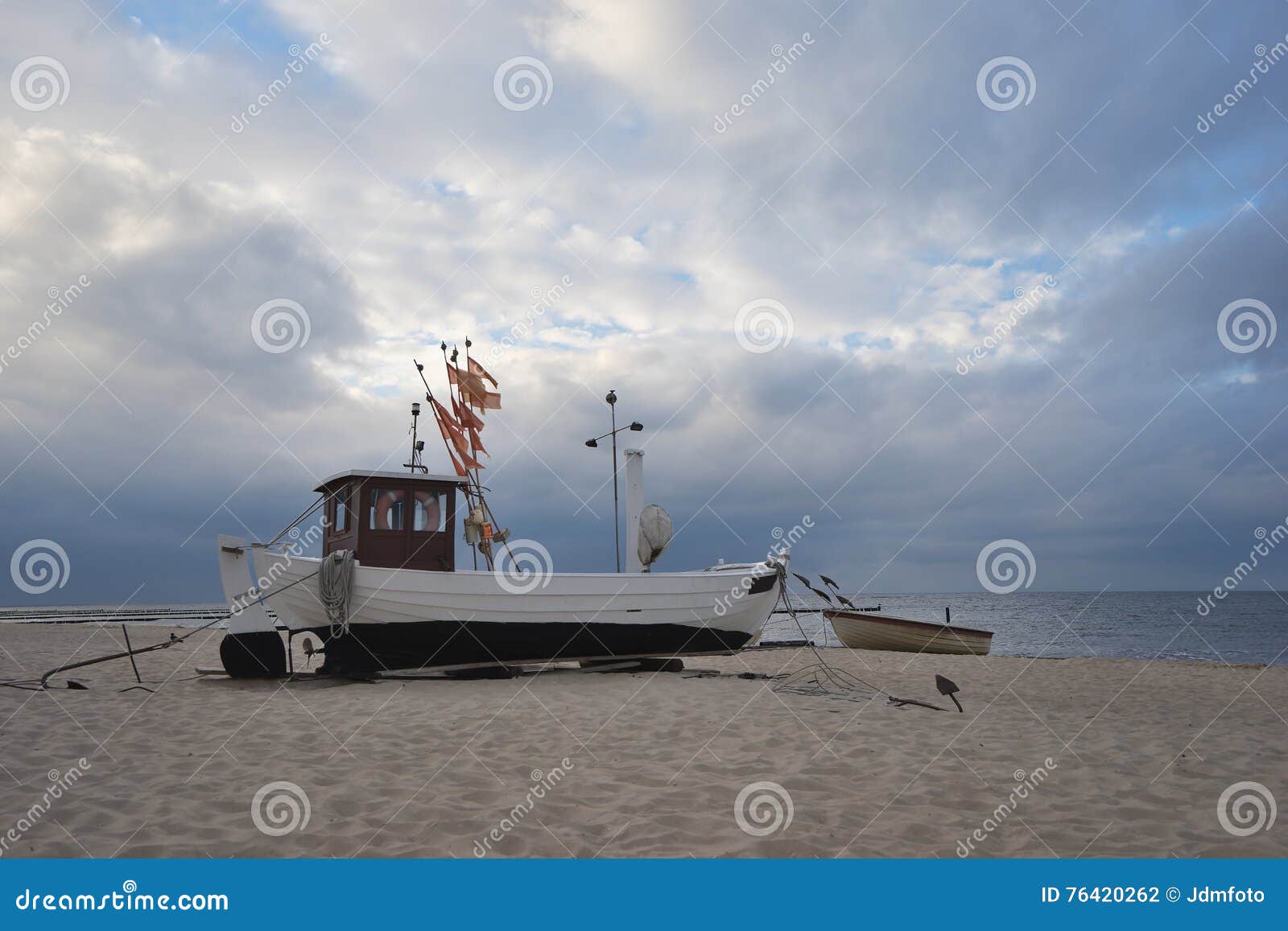 Traditional German Fishing Boat on the Beach of Baltic Sea in the