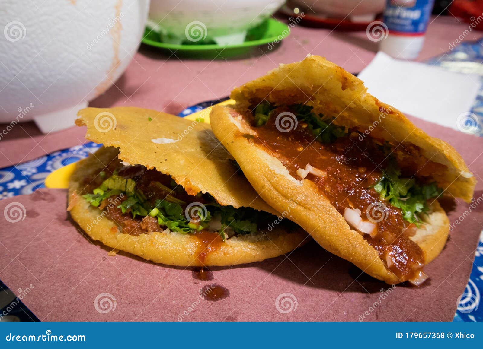 traditional gorditas served with salsa