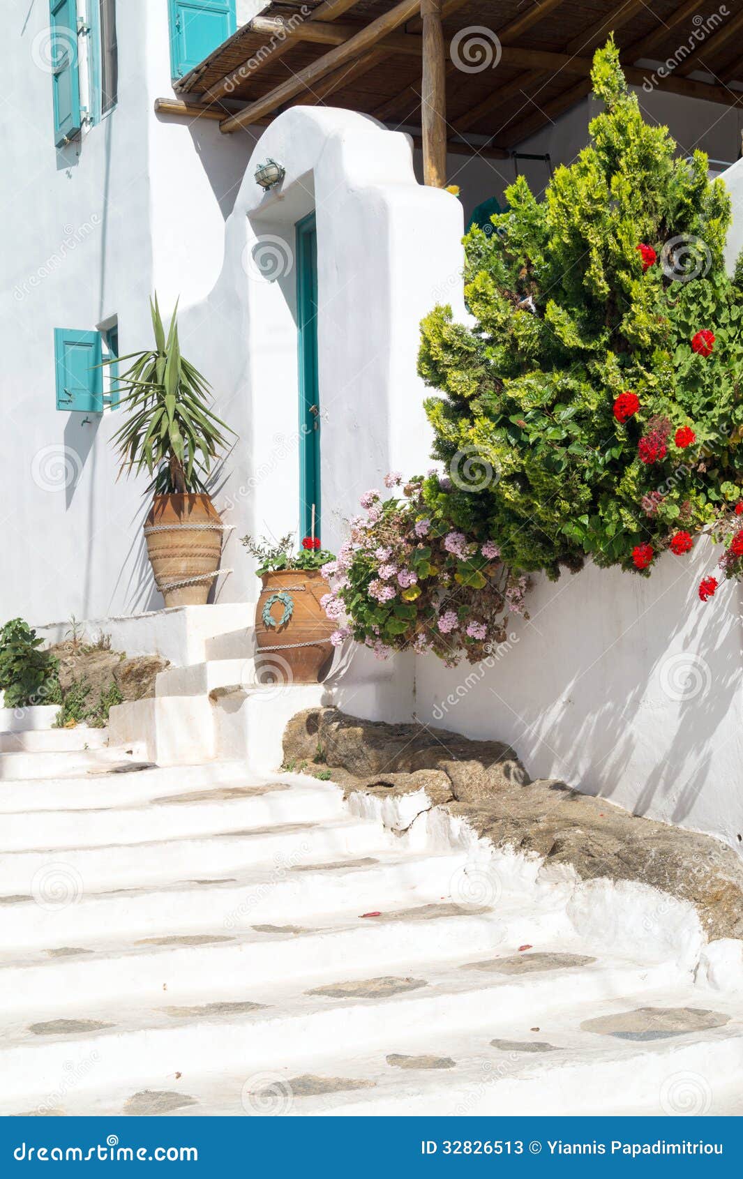 Traditional Greek Alley on Sifnos Island Stock Image - Image of island ...