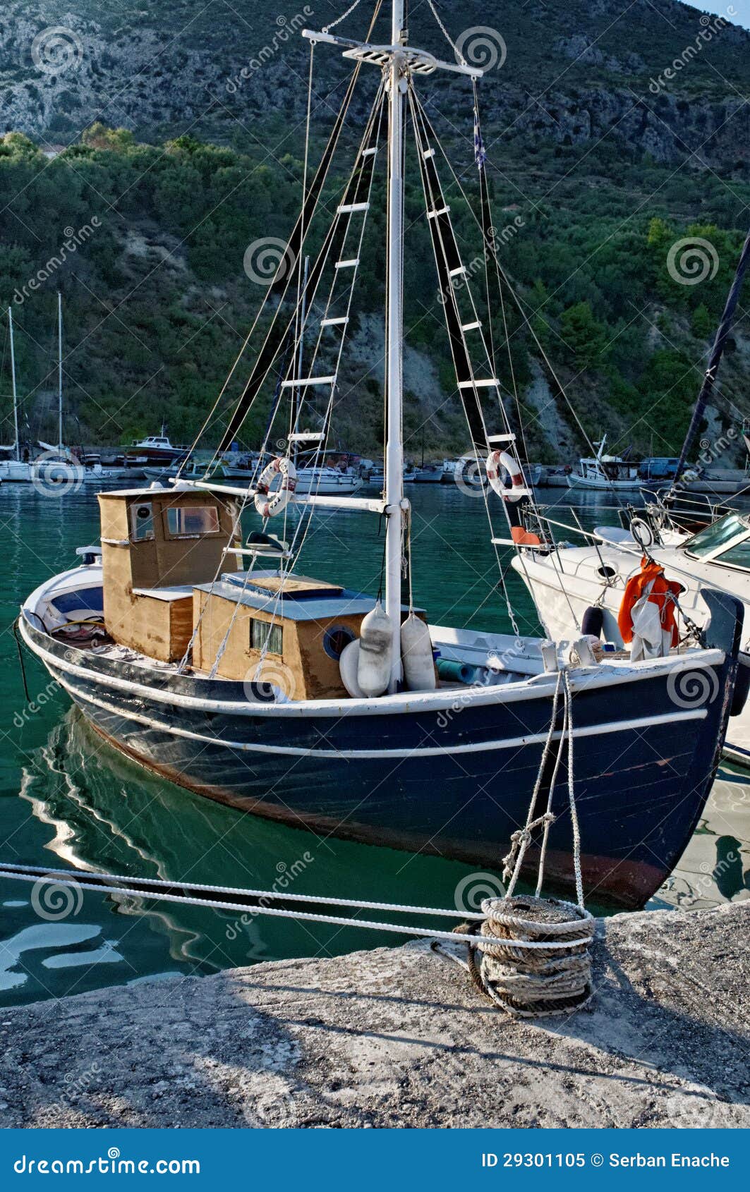 Traditional Greek Fishing Boat Stock Image - Image of sail ...