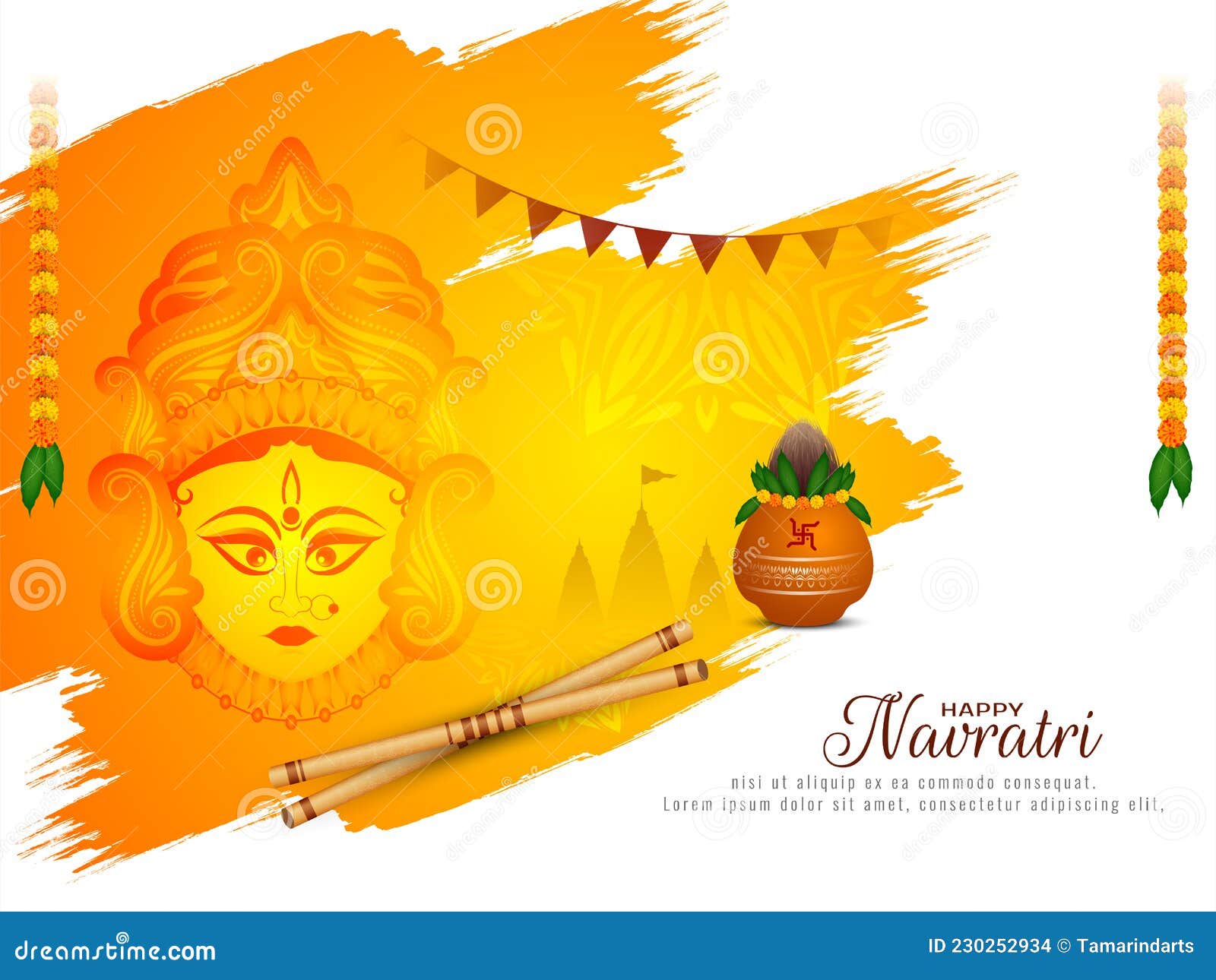 Traditional Happy Navratri Indian Festival Devotional Background Stock  Vector - Illustration of dussehra, bengali: 230252934