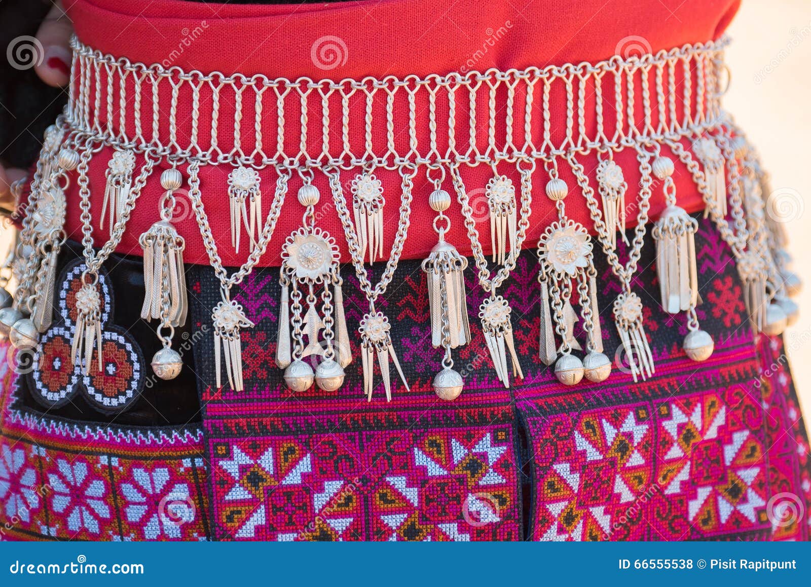 Traditional Hill Tribe Silver Ornaments. Stock Photo Image of clothing, beautiful 66555538