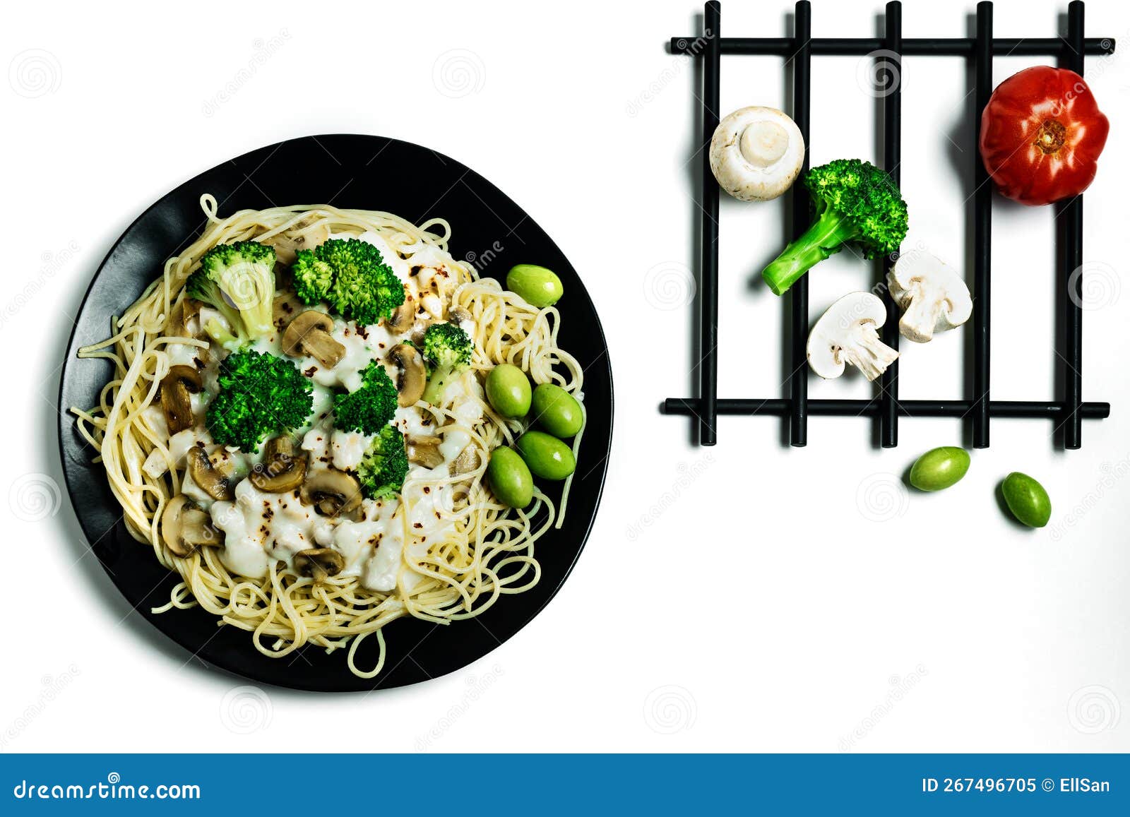 Traditional Homemade Italian Pasta with Chicken, Mushrooms, Broccoli
