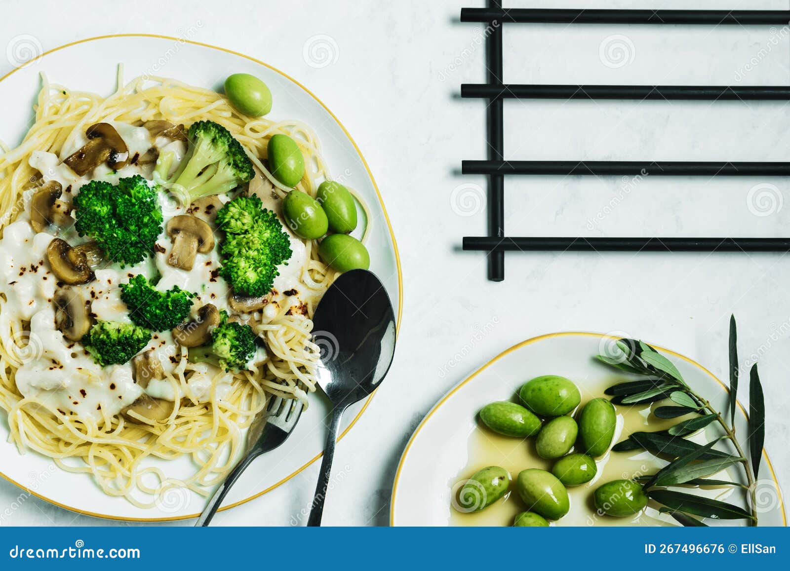 Traditional Homemade Italian Pasta with Chicken, Mushrooms, Broccoli