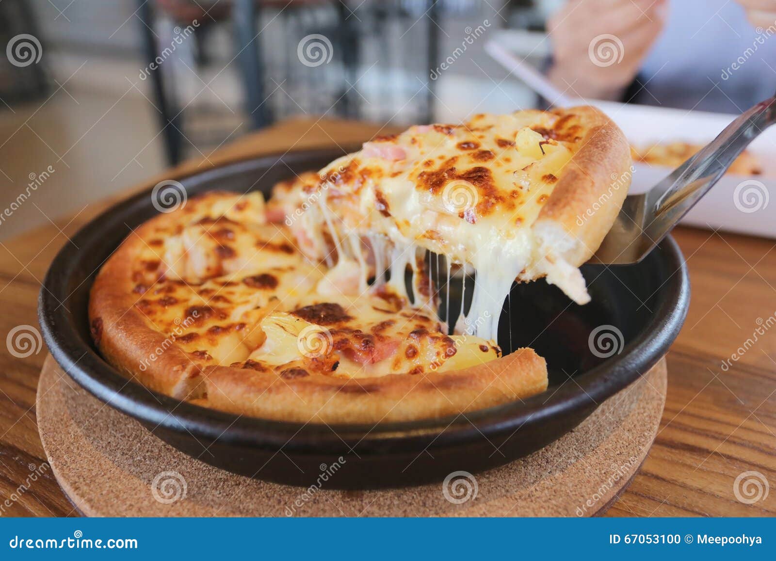 Traditional of Hot Cheese Pizza on Pan. Stock Photo Image of sauce, rustic 67053100