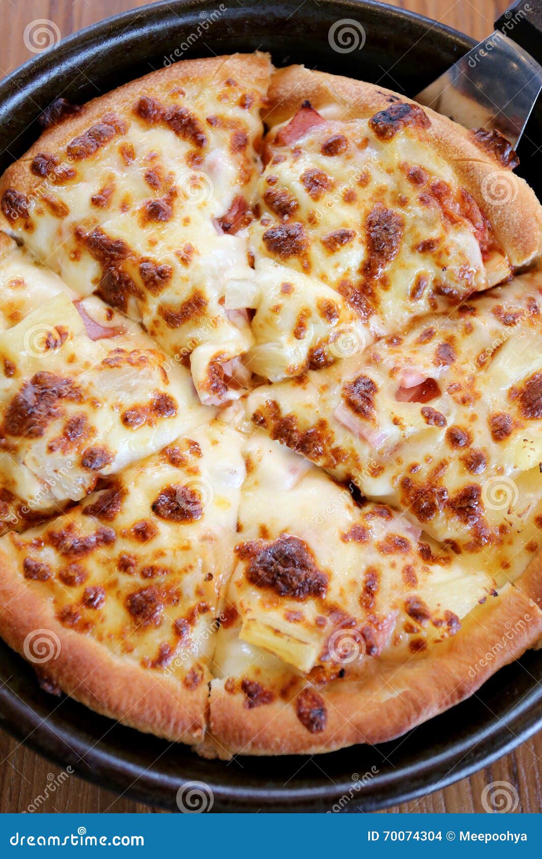 Traditional of Hot Cheese Pizza on Pan. Stock Photo Image of rustic, pepper 70074304