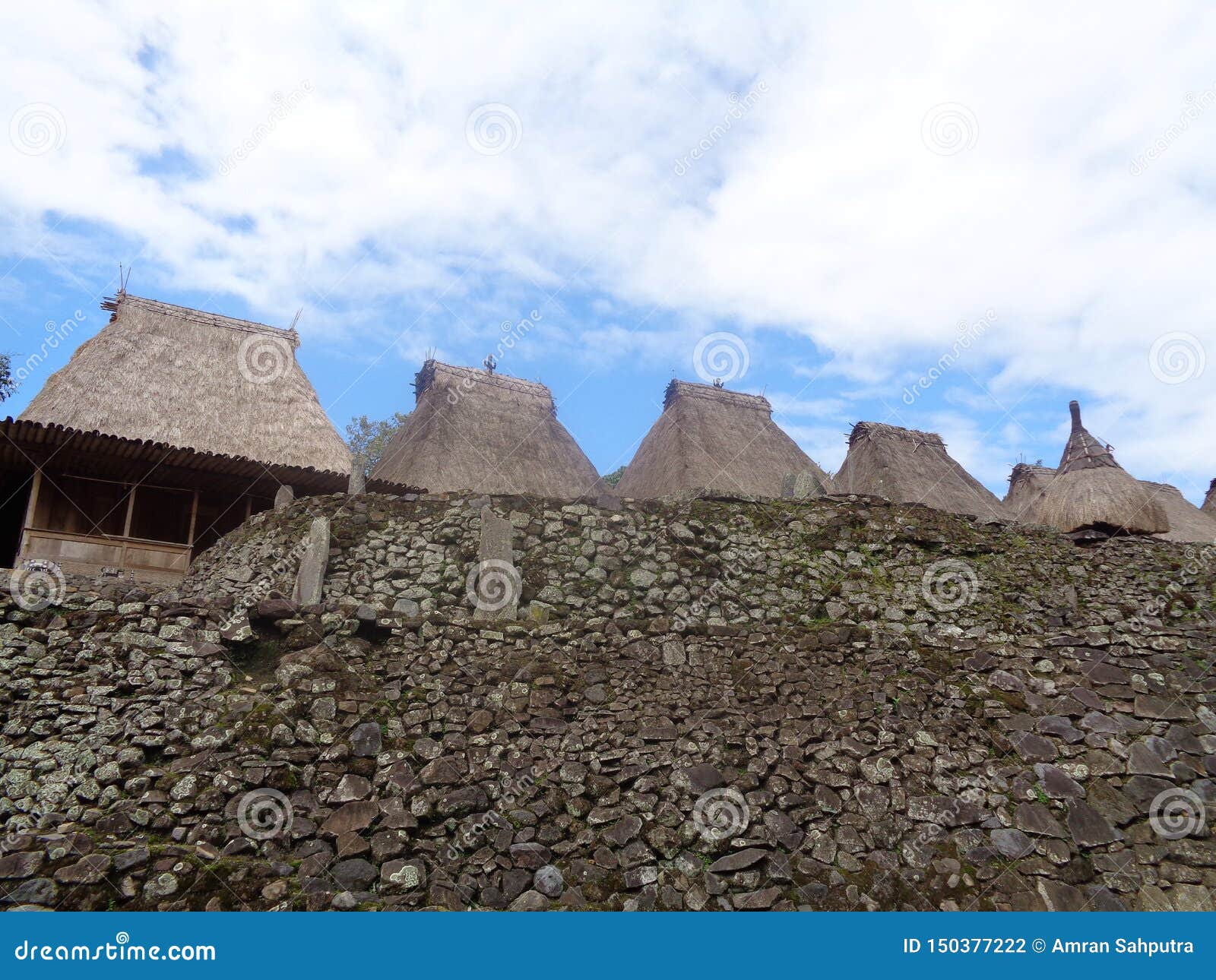 traditional house with megalithic bena bajawa