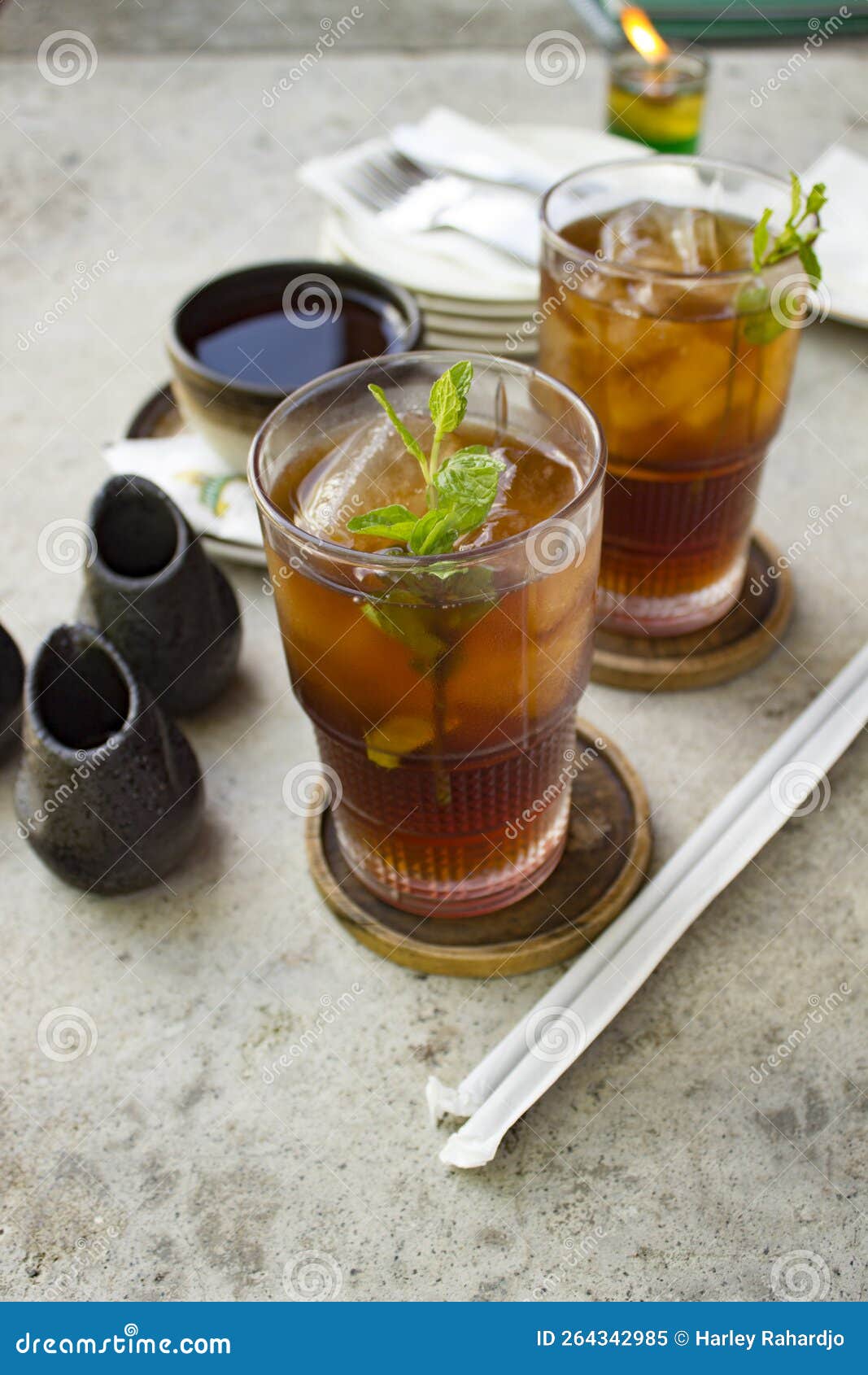 Traditional Iced Tea with Mint Leaf Stock Image Image of cube, cold 264342985