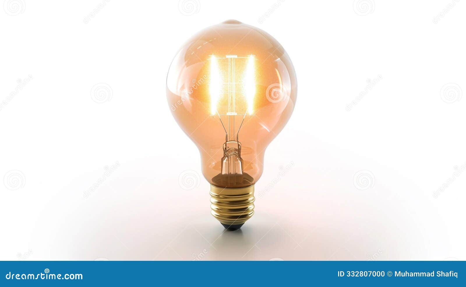 a traditional incandescent bulb with a warm glow,  on a white background