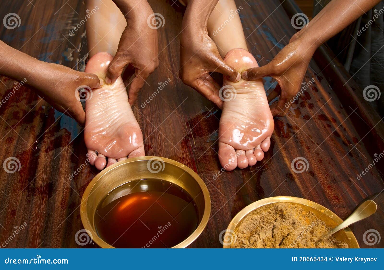 Traditional Indian Ayurvedic Oil Foot Massage Stock Photo Image Of