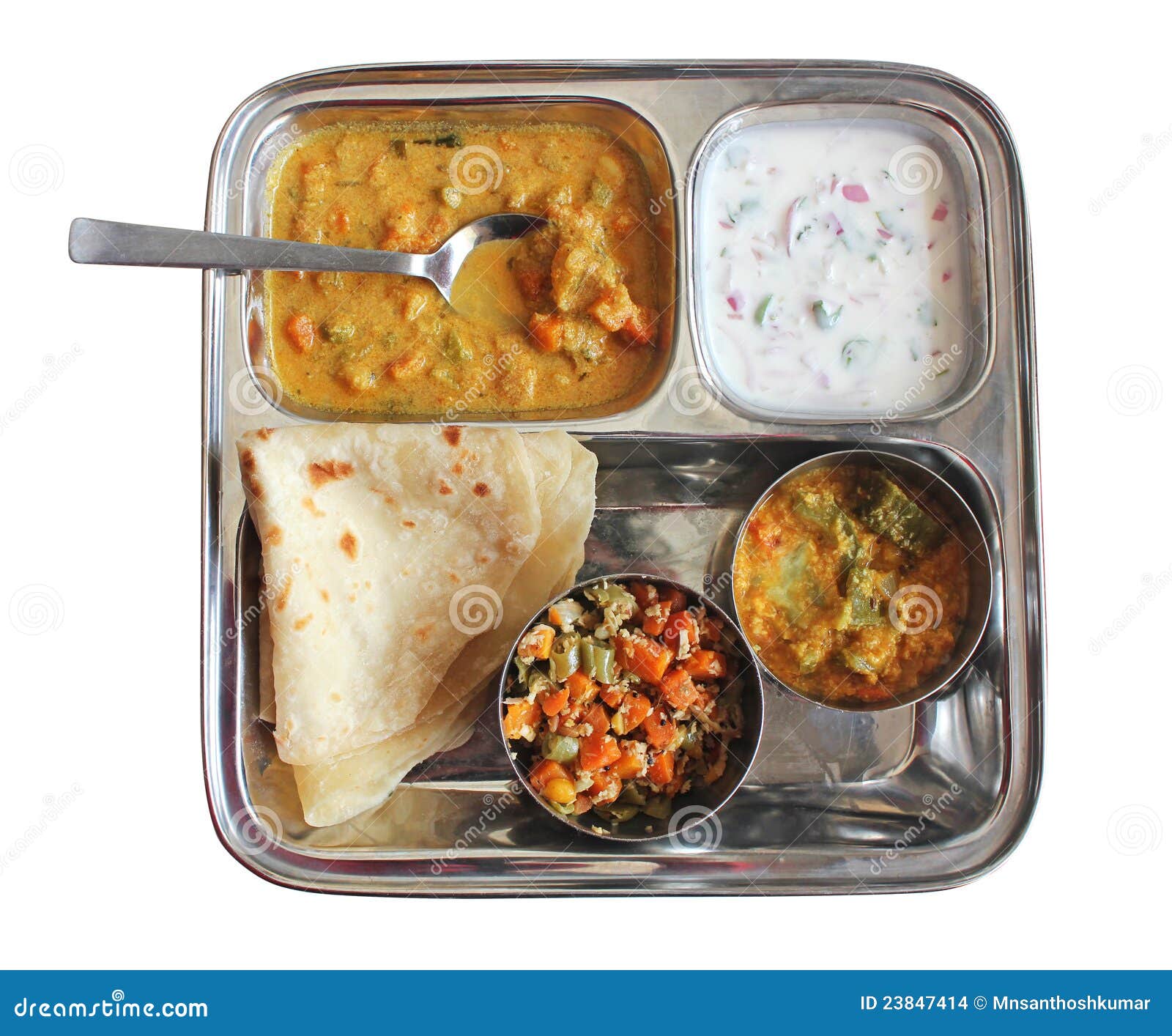 Traditional Indian Chapati with Curries, Raitha Stock Photo Image of