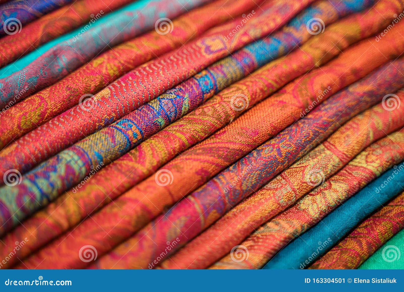 Traditional Indian Fabric Store. Colorful Traditional Indian Hindi Textile  Fabric Wrap Scarfs Stock Image - Image of background, fabric: 163307049