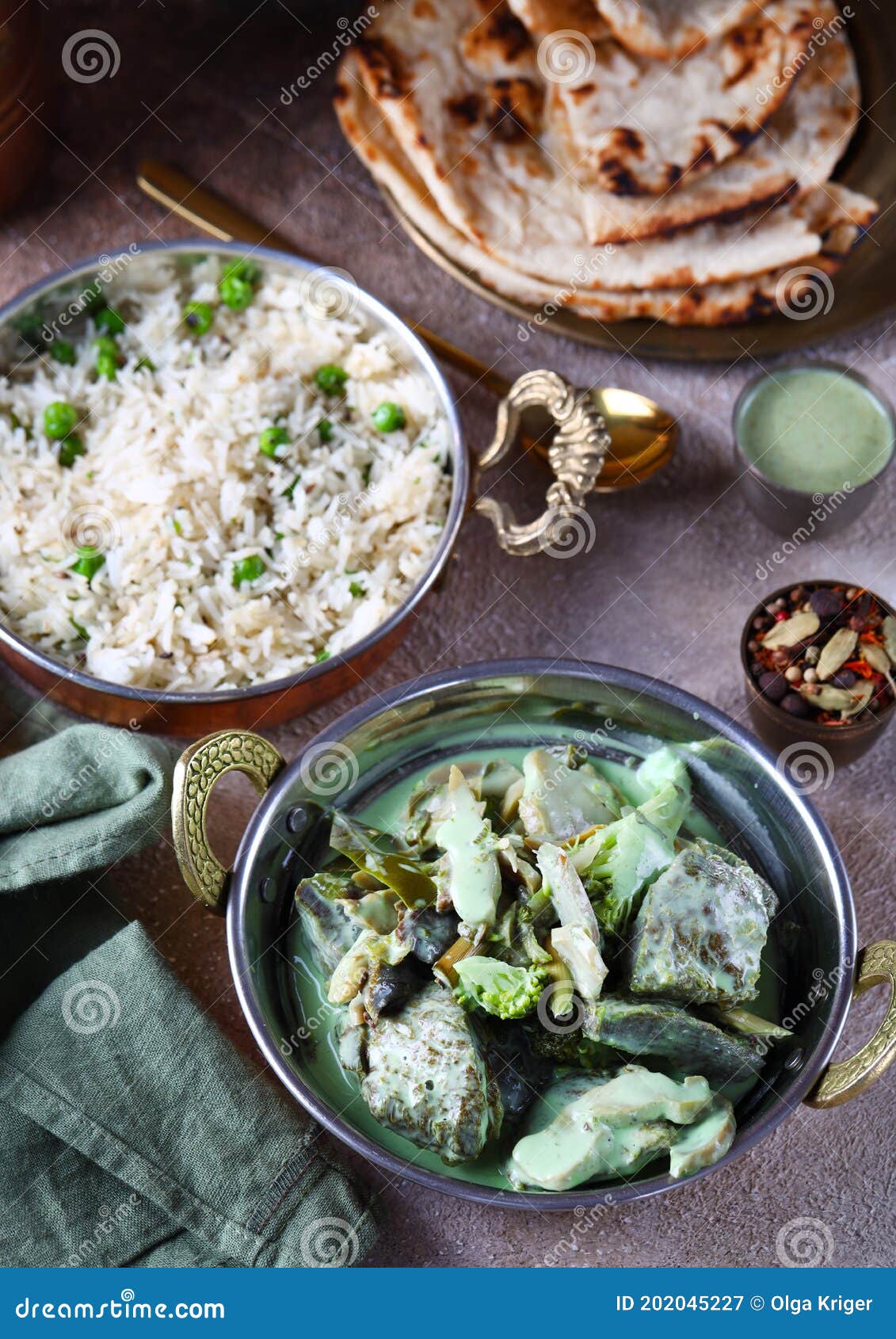 Indian Food Green Curry Lamb Stock Image Image of masala, food 202045227