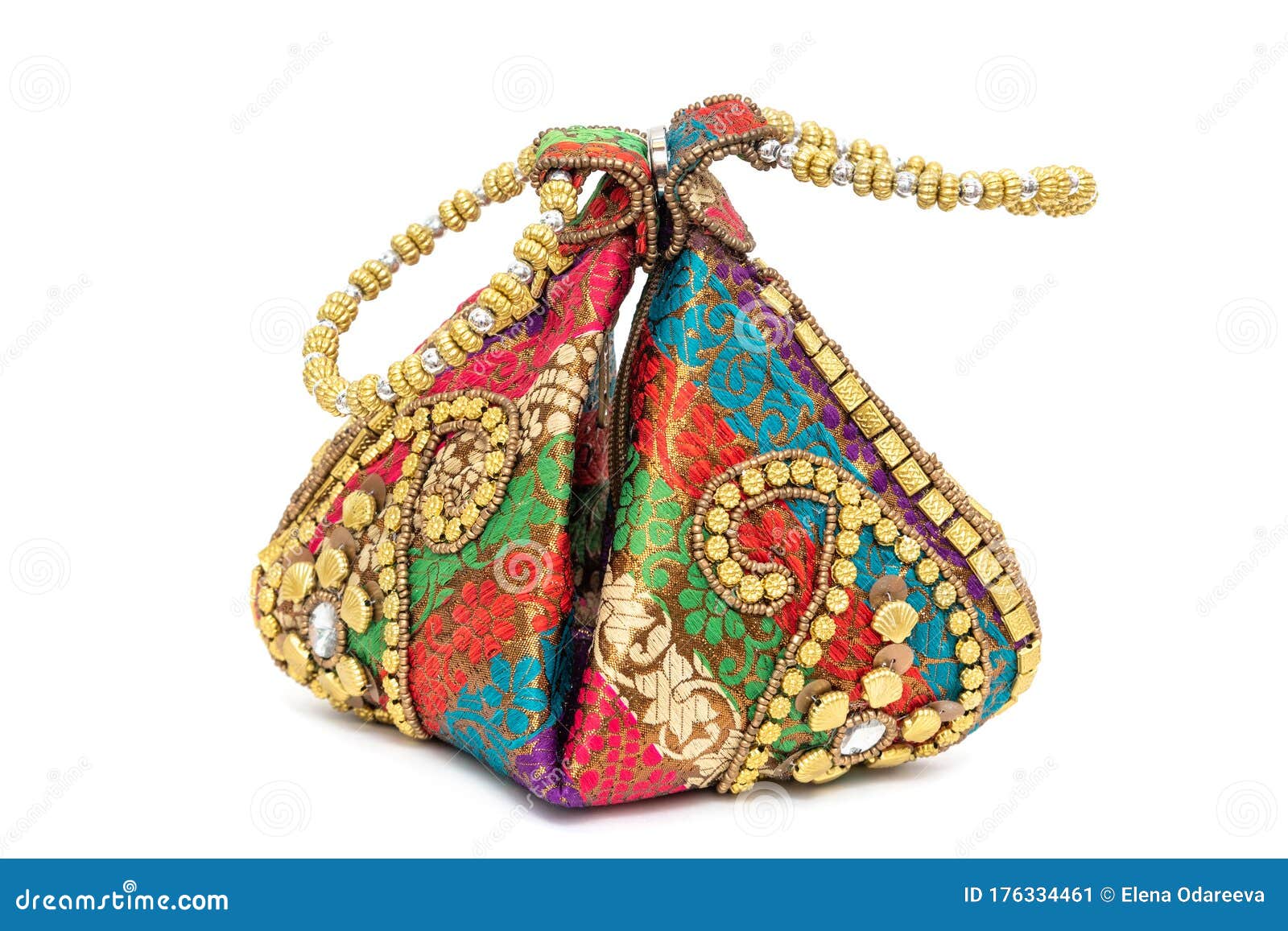 Traditional Indian Hand Bag on White Background Stock Image Image of