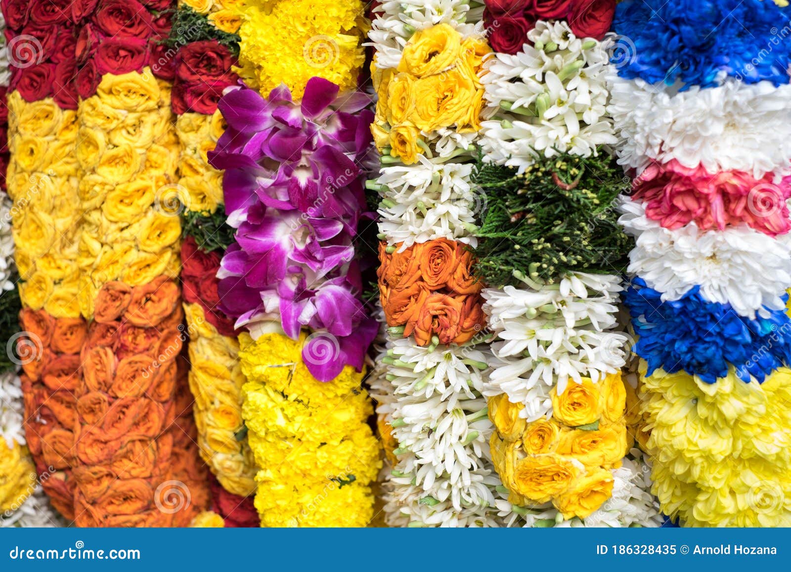 Traditional Indian`s Flower Garland for Worship Stock Image - Image of ...