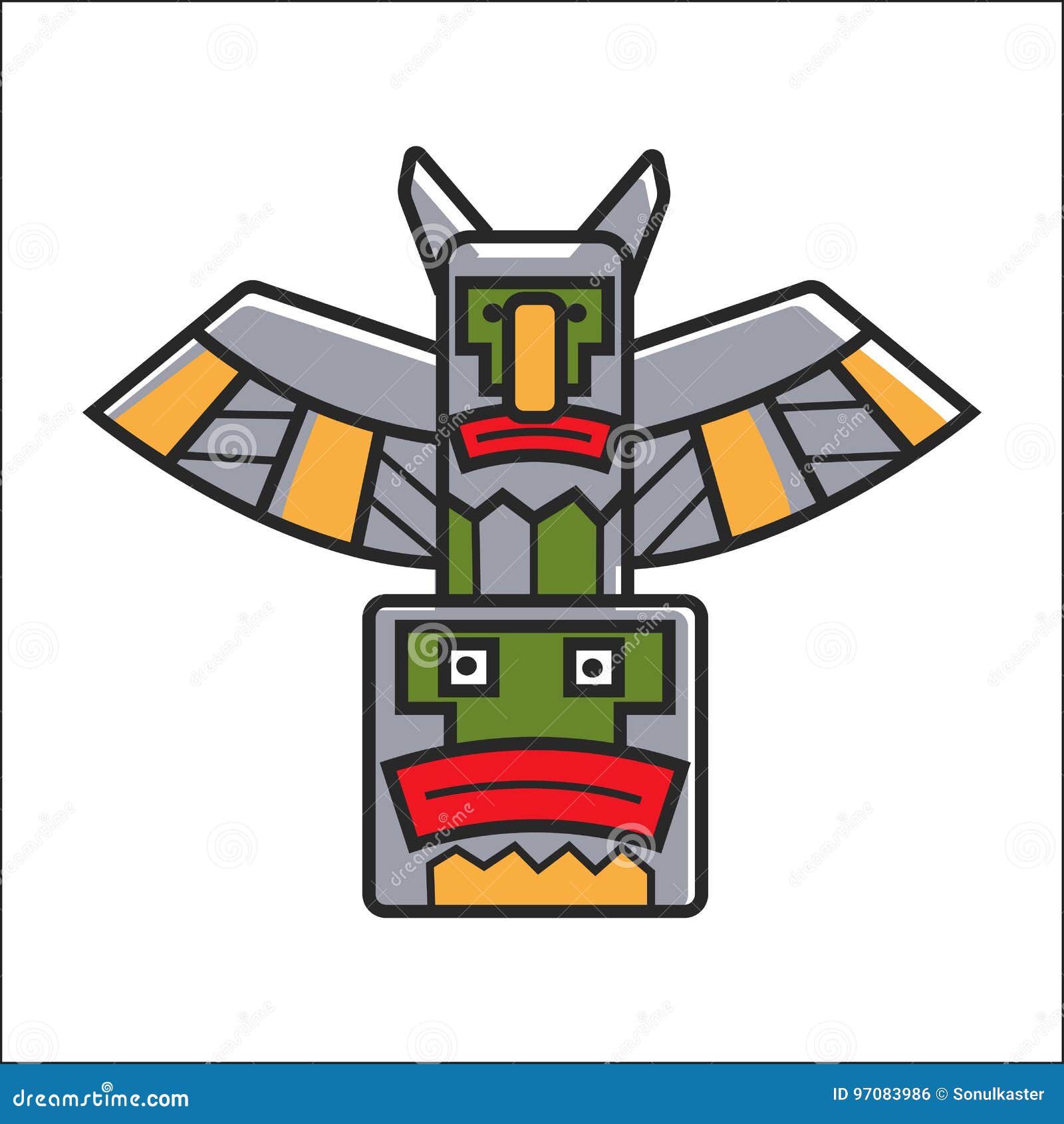 Traditional Indian Totem Stock Vector Illustration Of Wood 97083986