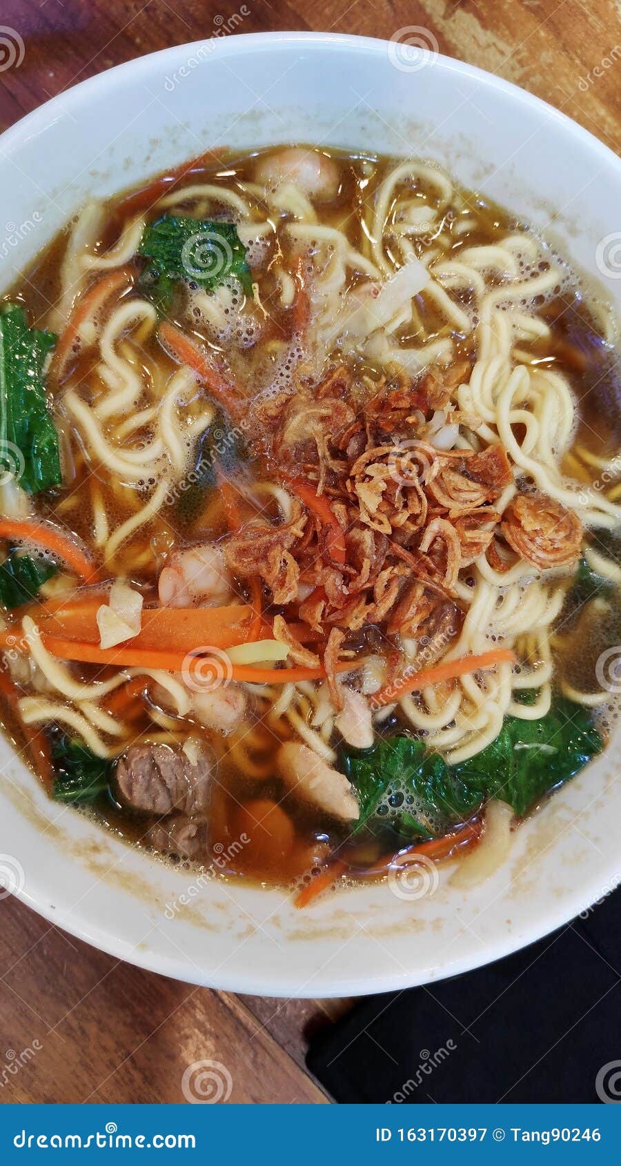 Traditional Indonesian Meal Soup Noodle with Vegetables and Chicken