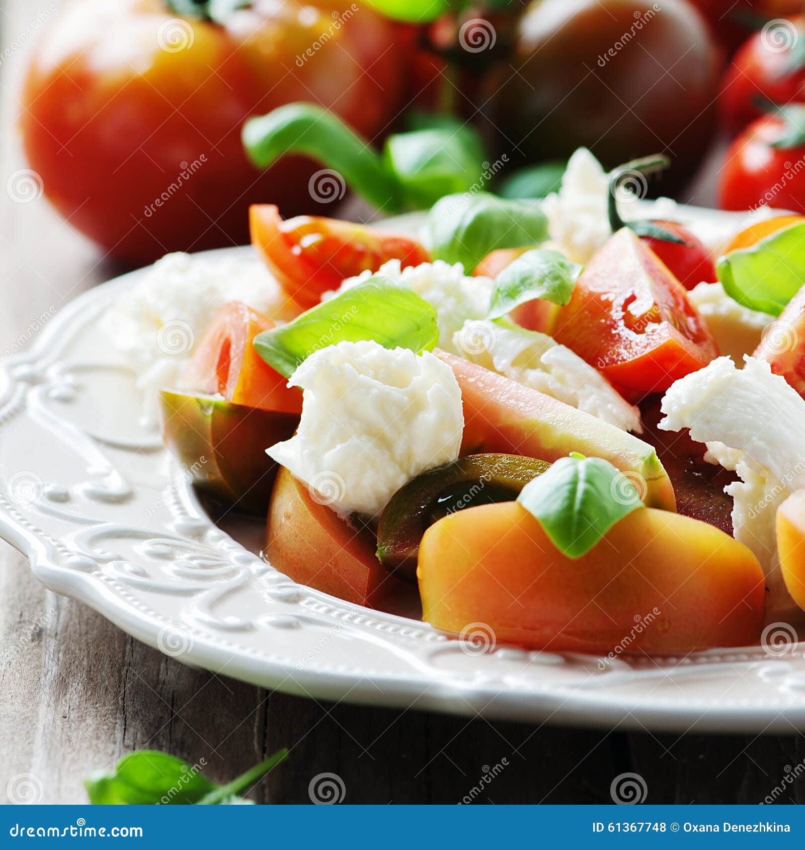 Traditional Italian Antipasto Caprese with Mozzarella Stock Photo