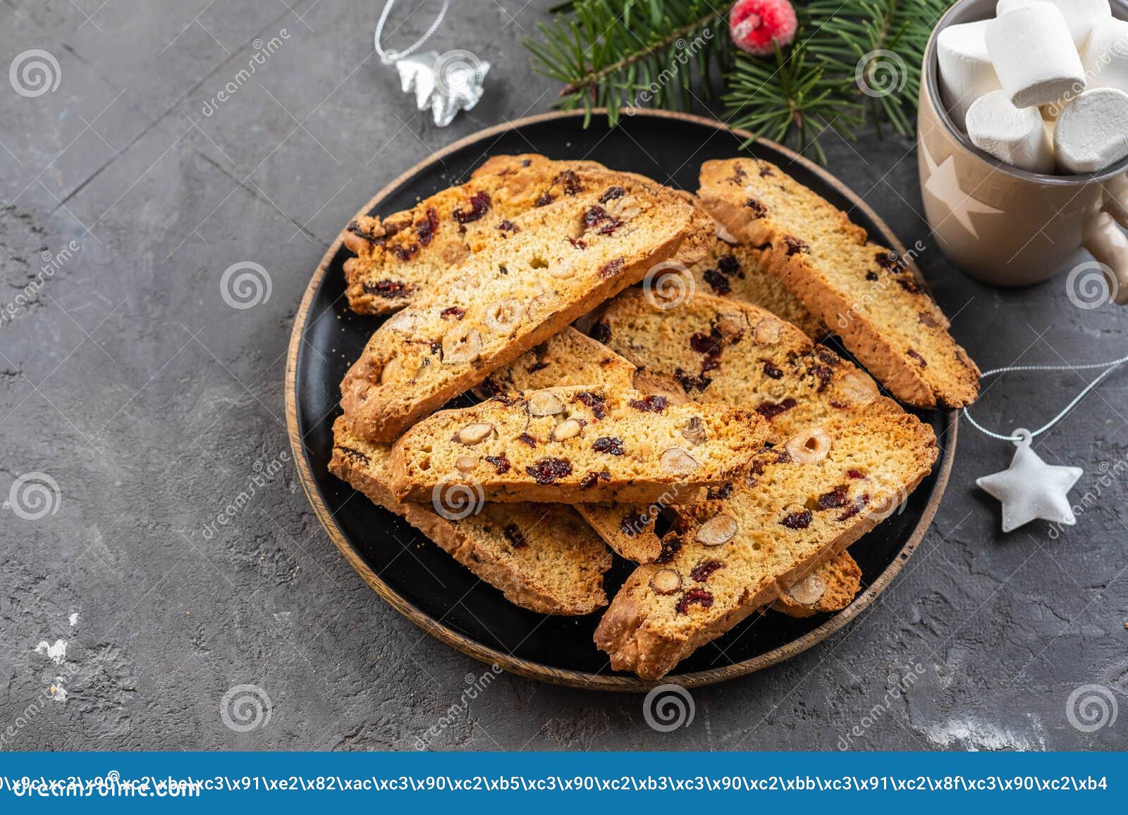 Traditional Italian Cookies Biscotti with Dried Cranberry and Nuts ...