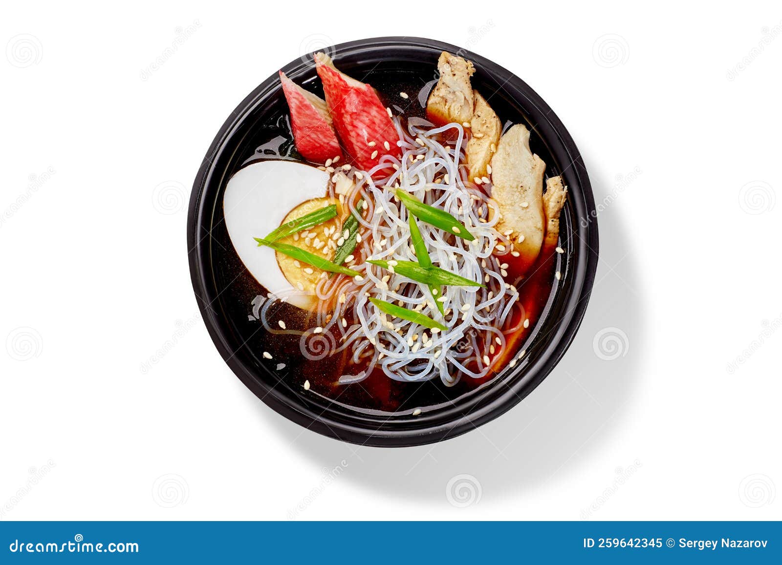 Japanese Suimono Soup in Seaweed Broth with Salmon, Chicken, Rice