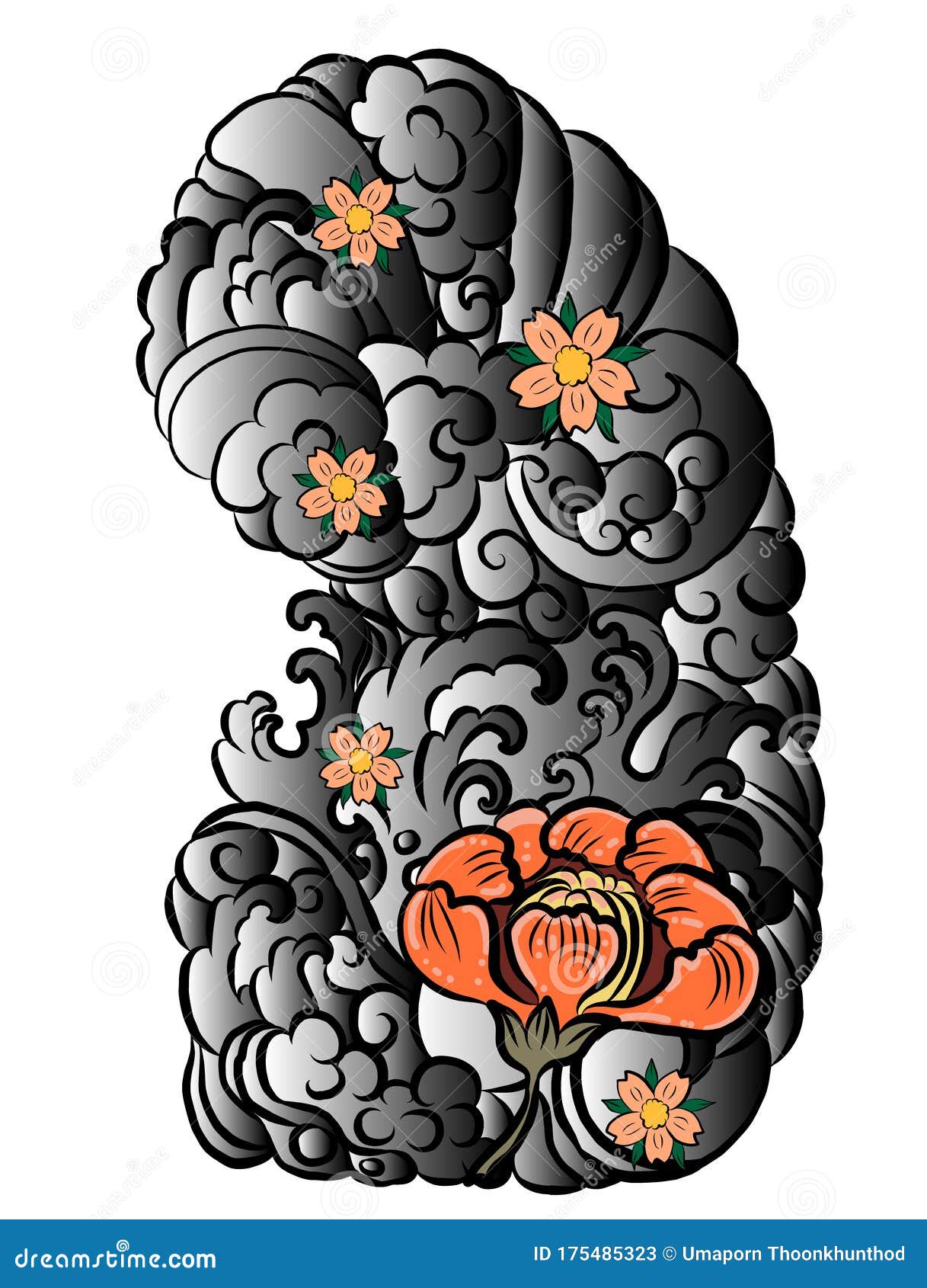 karton Aan het leren Alcatraz Island Traditional Japanese Tattoo Background for Tattoo Design. Stock Vector -  Illustration of animal, clouds: 175485323