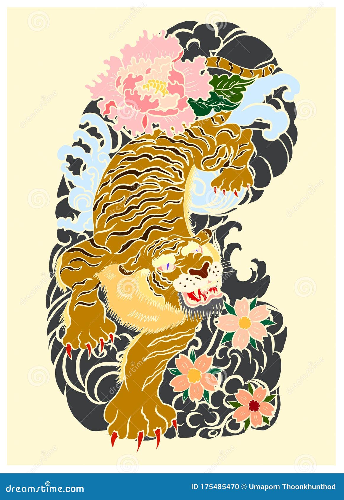 Traditional Japanese Tattoo Background for Tattoo Design. Stock Vector - Illustration of animal, design: 175485470 Traditional Japanese Tattoo Background for Tattoo Design. Stock Vector - Illustration of animal, design: 175485470