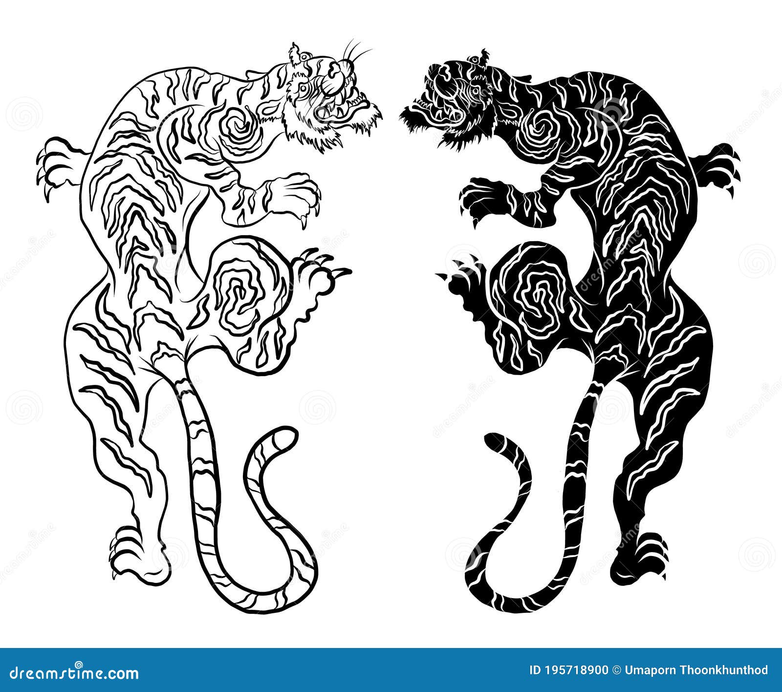 Traditional Japanese Tiger for Tattoo Design. Stock Vector ...