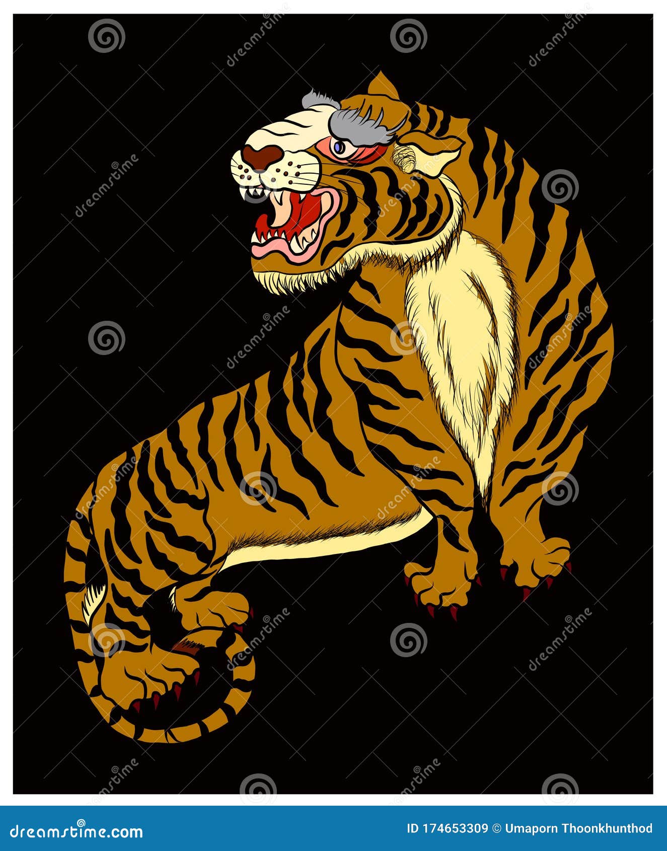 Premium Vector  Traditional japanese tiger tattoo